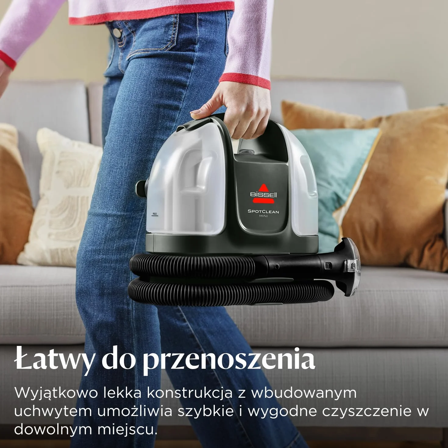 BISSELL SpotClean Mini Odkurzacz do Dywanów z Przewodem, Przenośny Odkurzacz do Prania Dywanów, Idealny do Szybkiego Czyszczenia, Kompaktowy i Lekki, Do Samochodu, Kanapy i Więcej, 41491