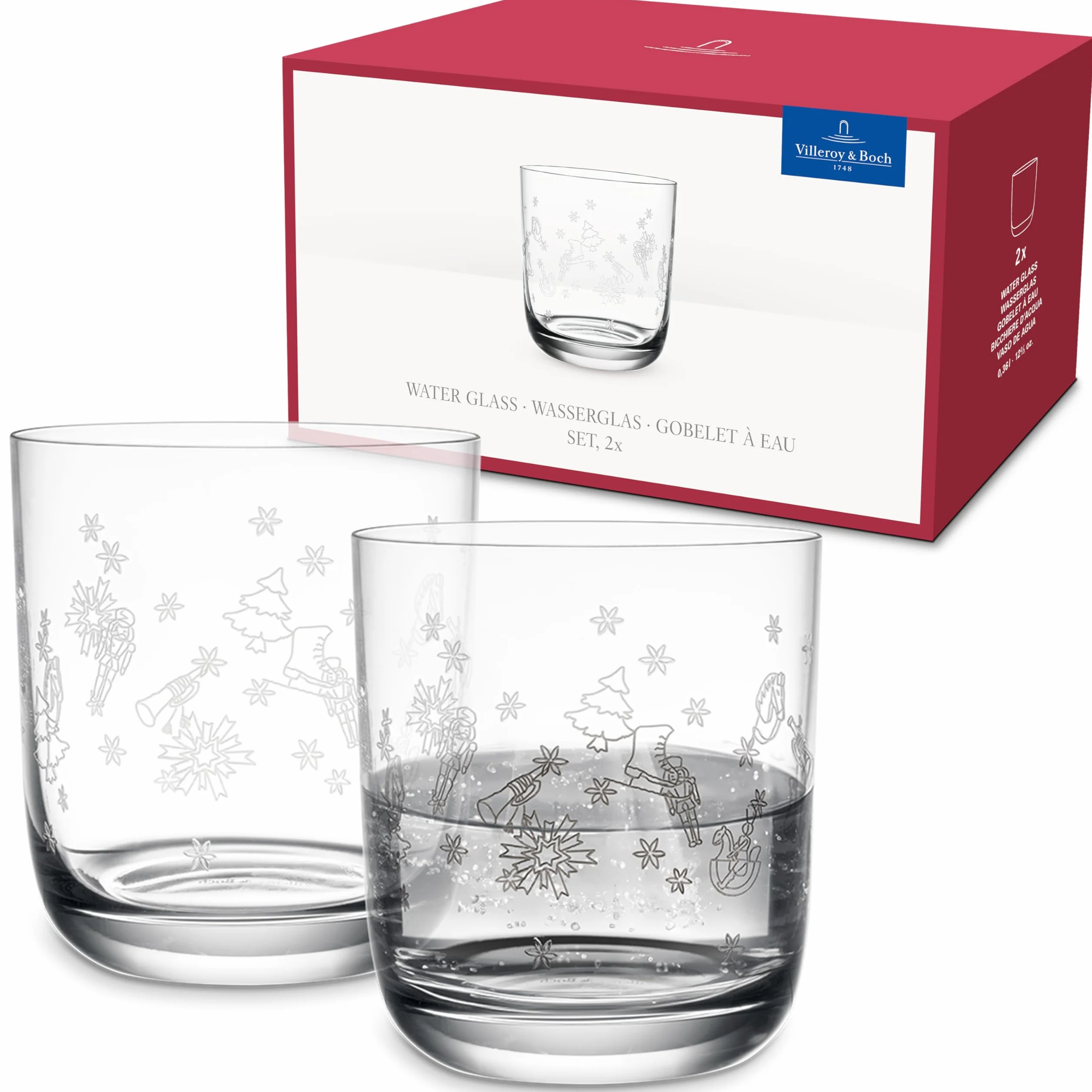 Villeroy & Boch – Zestaw szklanek do wody Toy's Delight z 2 kryształowymi szklankami, szkło, przezroczyste, nadające się do mycia w zmywarce, pojemność 250 ml