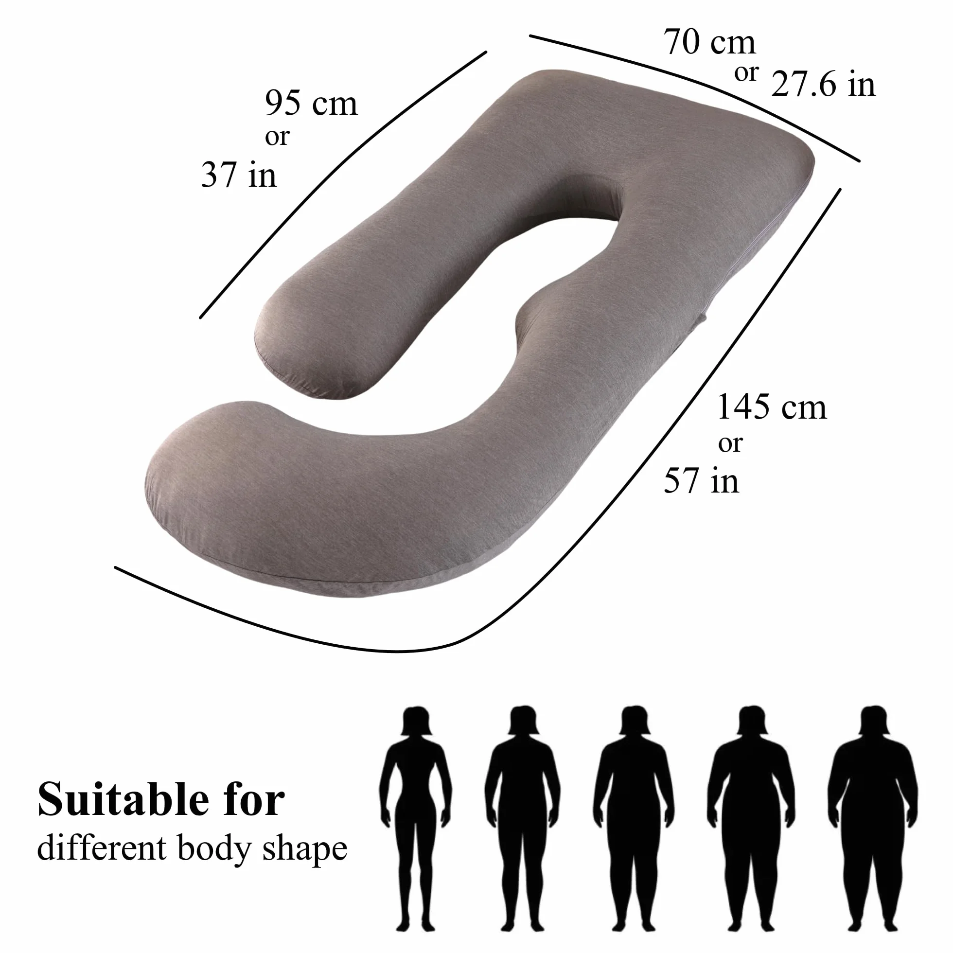 ALLOPERA Poduszka ciążowa na całe ciało, 145 cm, ze zdejmowaną, zmywalną poszewką - wsparcie snu na nogi, plecy, szyję, ramiona, biodra, brzuch dla kobiet w ciąży, nylon, poliester