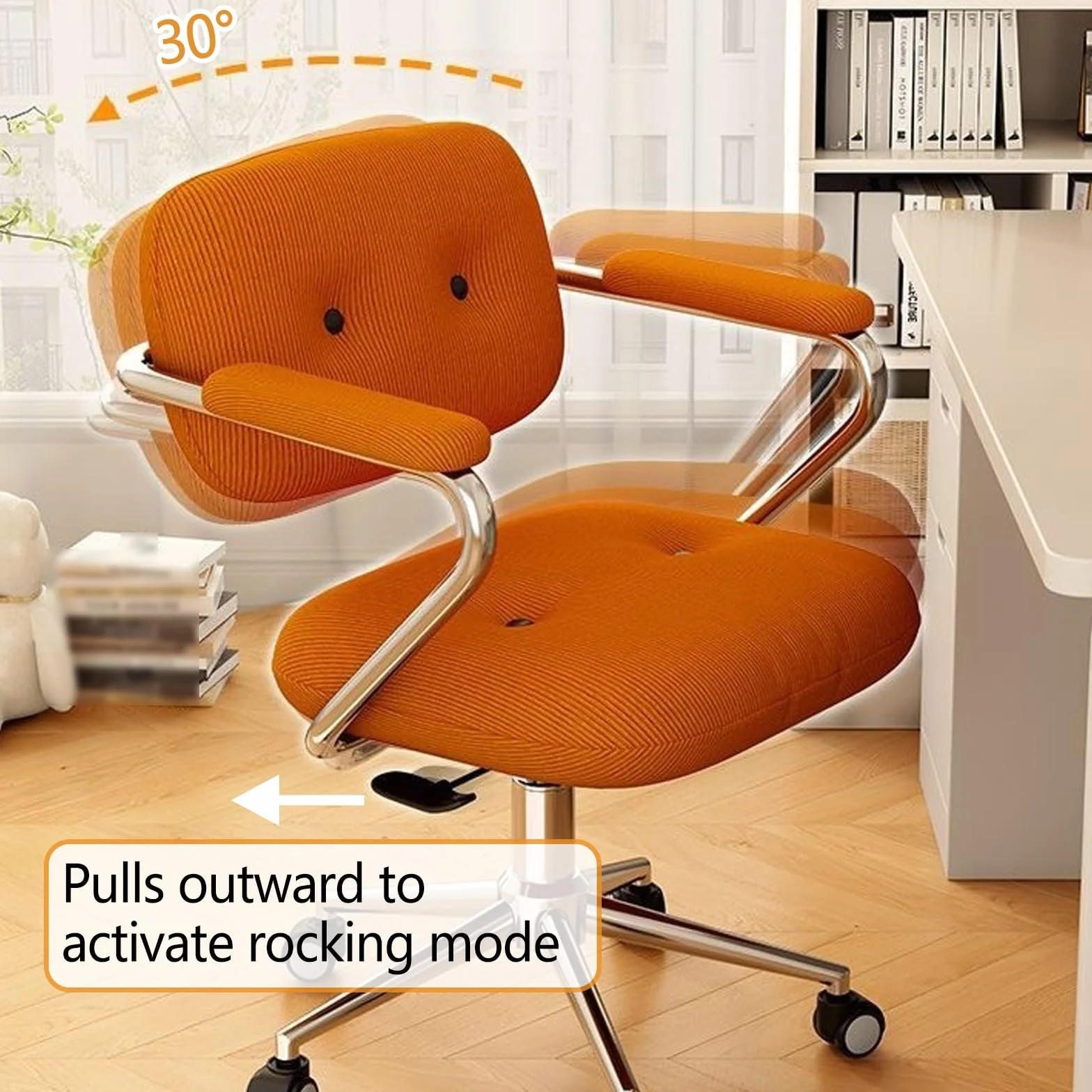 Ergonomiczne, regulowane krzesło biurowe do domu, wygodne, krzesło do gier komputerowych z tapicerowanym siedziskiem, małe krzesło biurkowe do nauki, czytania, odpowiednie do domowego biura, gier,