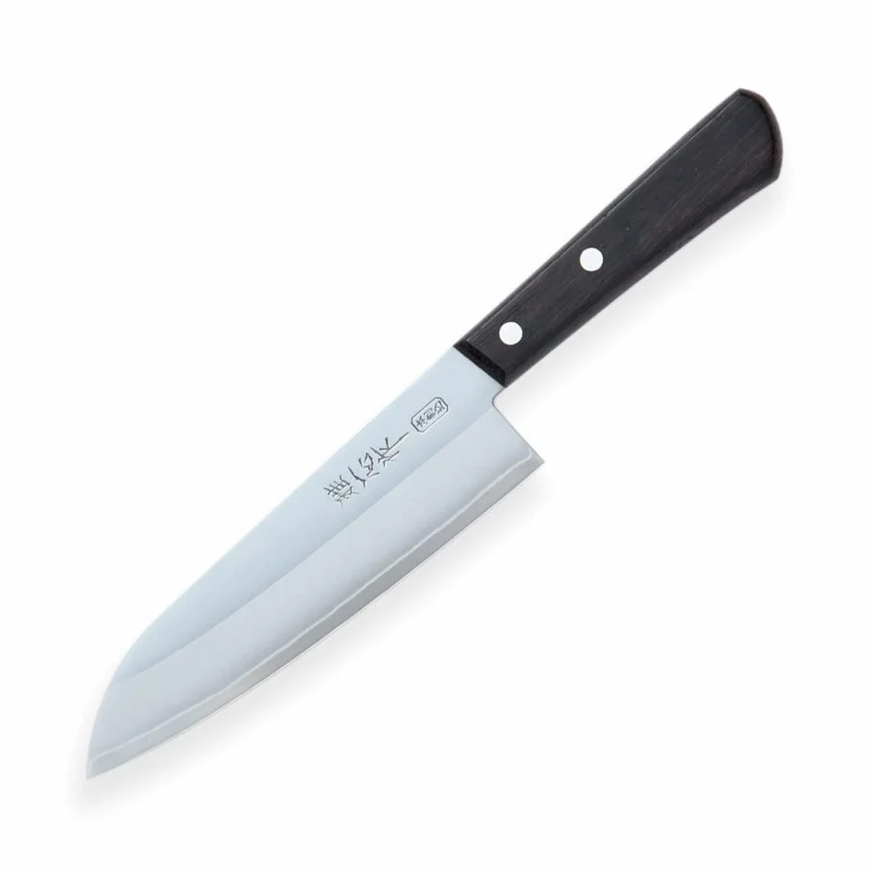 Miyabi Issin Kanetsugu Santoku nóż i stal japońska, AUS-8, stal wysokowęglowa i ergonomiczny uchwyt z drewna różanego, ostrze 170 mm