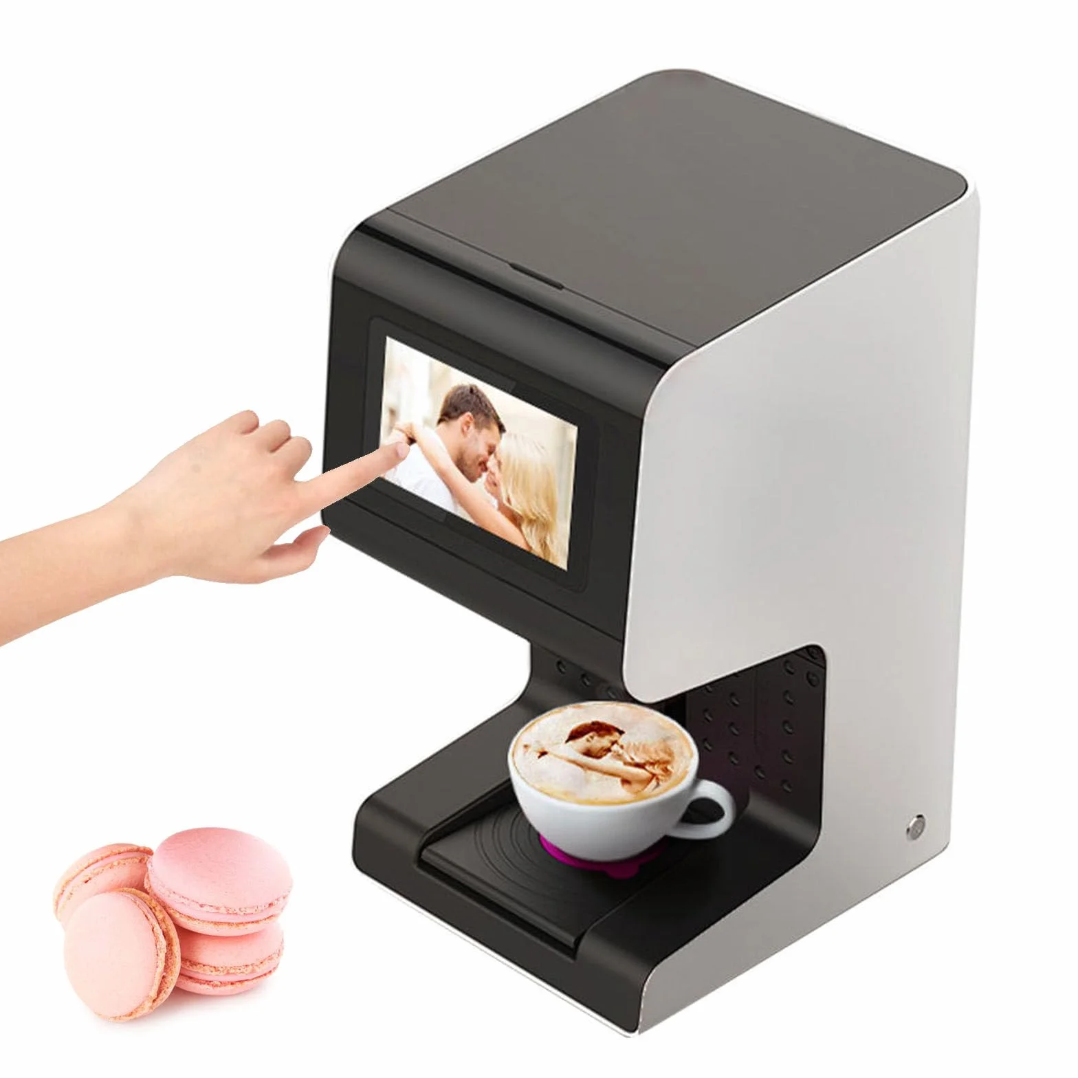 Komercyjna drukarka do kawy latte z ekranem dotykowym 7-calowym do samodzielnego wykonania zdjęć i tekstu, szybkie drukowanie w 10 sekundach, tusz spożywczy 45 ml, łatwa konfiguracja