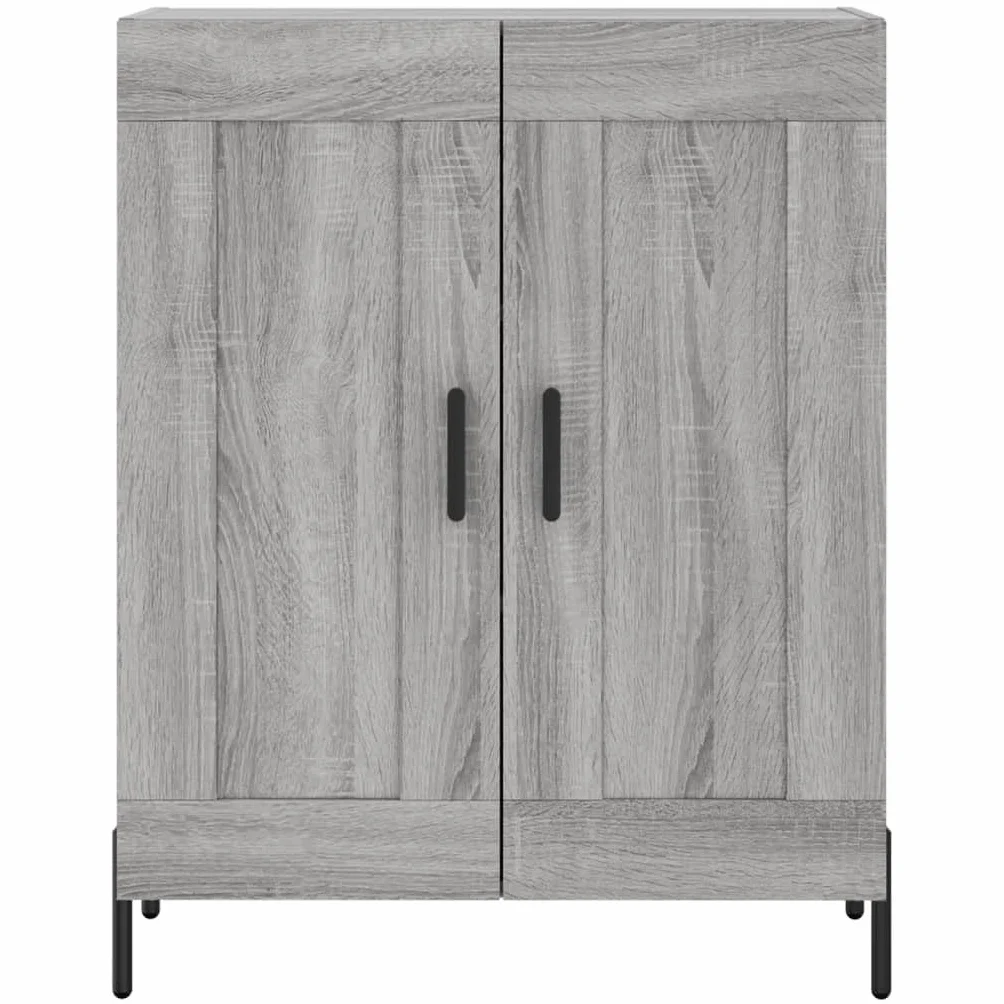 Générique Bufet wysoki Sonoma szary 69,5 x 34 x 180 cm, szafka do przechowywania z drewna inżynieryjnego z drzwiami skrzydłowymi, szara szafka do salonu z żelaznymi nogami do dużej przestrzeni do