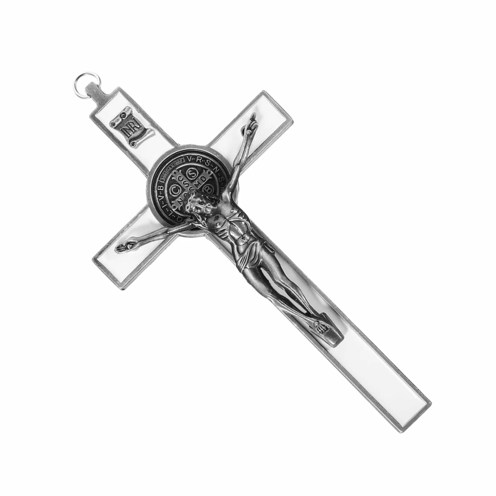Sosoport Wall Crucifix Antique Metal Christian Cross Spiritual Wall Decor for Office Prayer And Catholic Households Classic Style Easy Installation