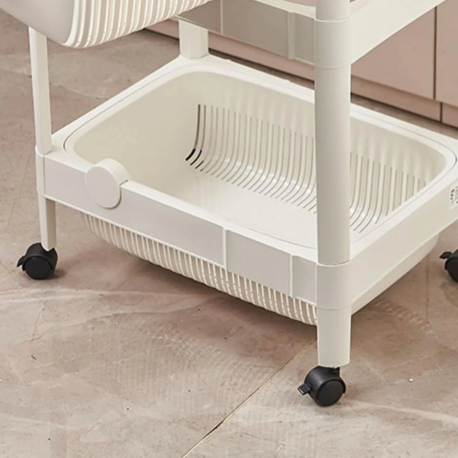 Regał na Kółkach do Kuchni Wózek Do Przechowywania Owoców I Warzyw Na Kółkach, Wielowarstwowy, Kuchni Łazienki Wózek Kuchenny z Kółkami(White,3 Tier)
