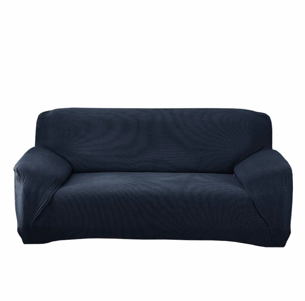Grube pokrowce na sofę 1 2-3-4-osobowa żakardowa sofa pokrowiec antypoślizgowy łatwe dopasowanie dziewiarski poliester spandex tkanina stretch wszystkie pory roku ochraniacz na kanapę (2-osobowa: 140-185 cm, niebieski)
