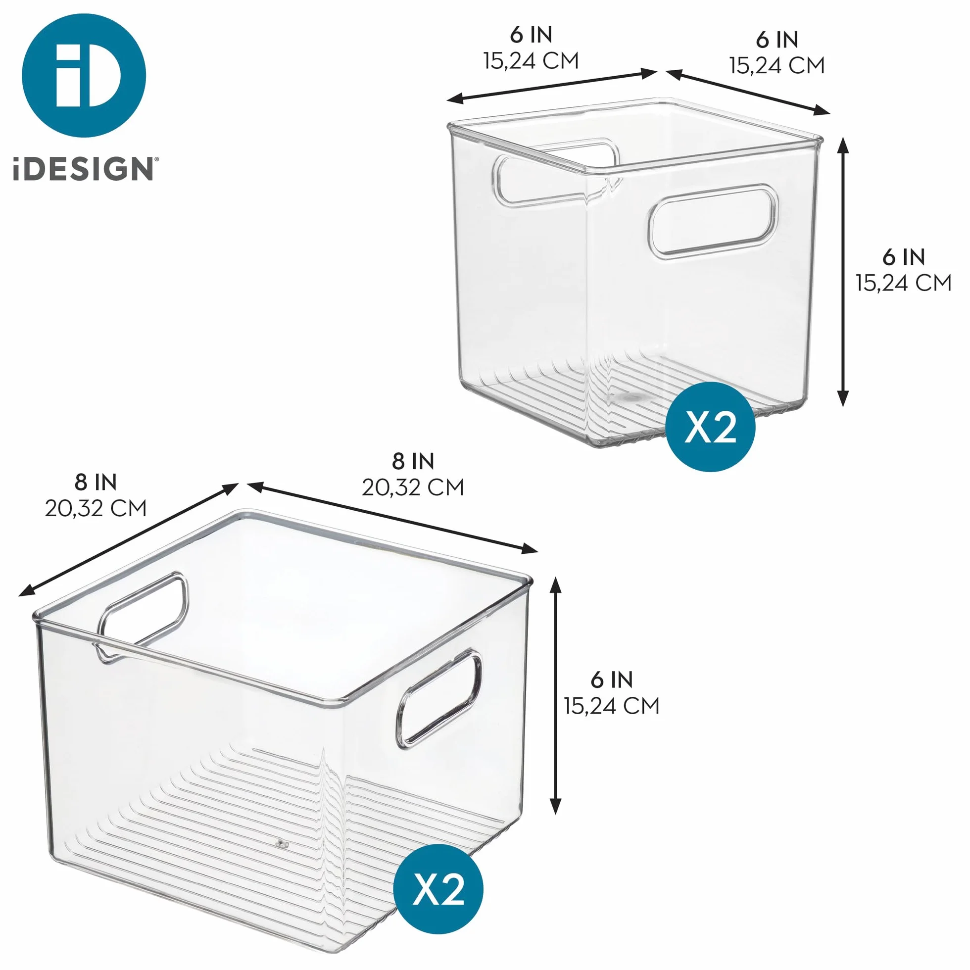 iDesign 4-częściowy zestaw organizerów do lodówek z tworzywa sztucznego pochodzącego z recyklingu, wyprodukowano w USA, wszechstronny design, idealny do zamrażarki, lodówki, spiżarni i szafek – zestaw