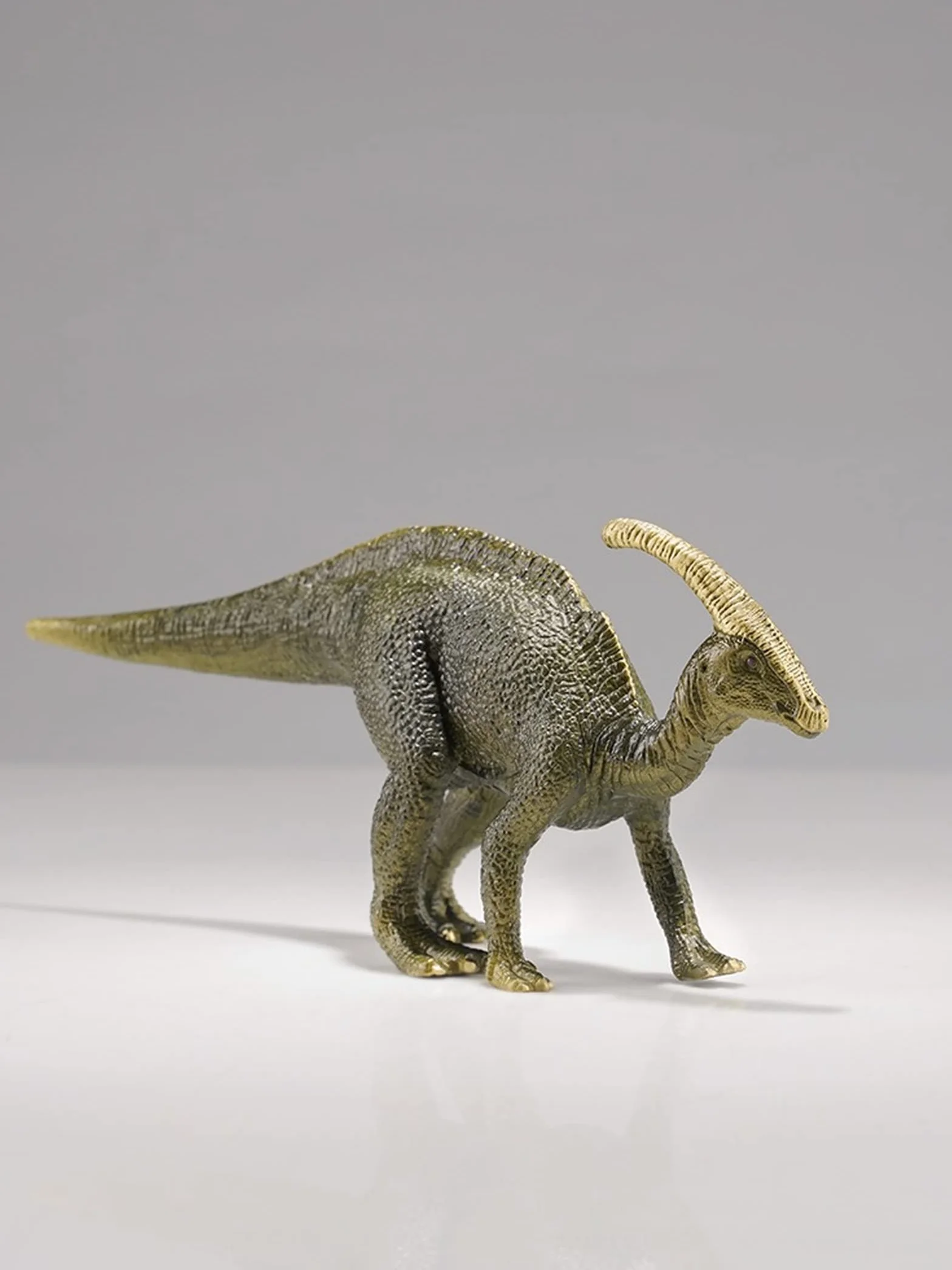 CNCNSH Mosiężna figurka dinozaura na stole, statua jurajskiego paractenozaura, dekoracja dekoracyjna do gabinetu, kolekcja rzeźb z brązu dla bydła zwierzęcego,
