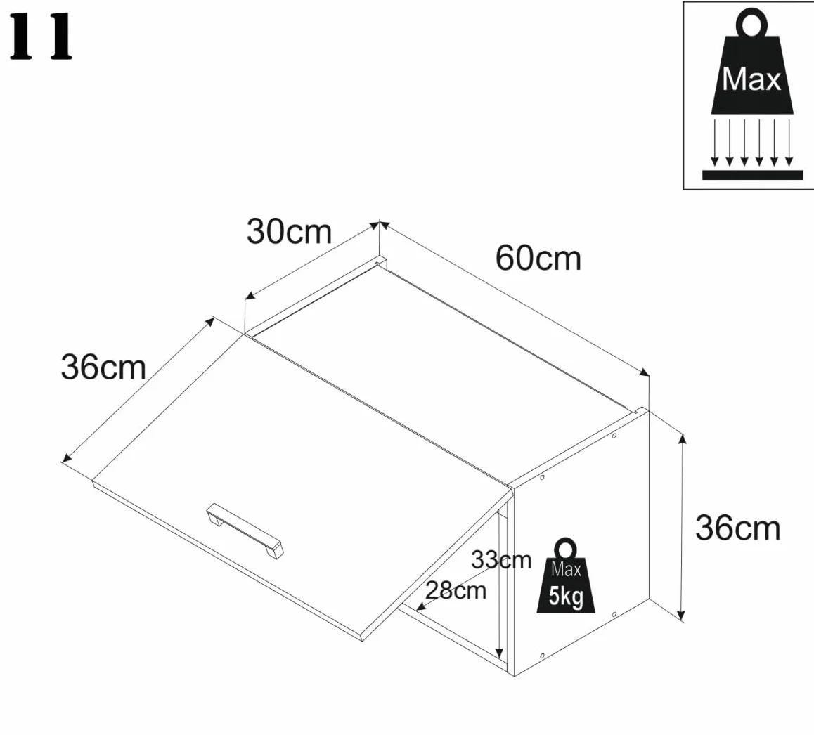 Szafka kuchenna wisząca pod okap 60 cm kaszmir górna 60x36x32 cm
