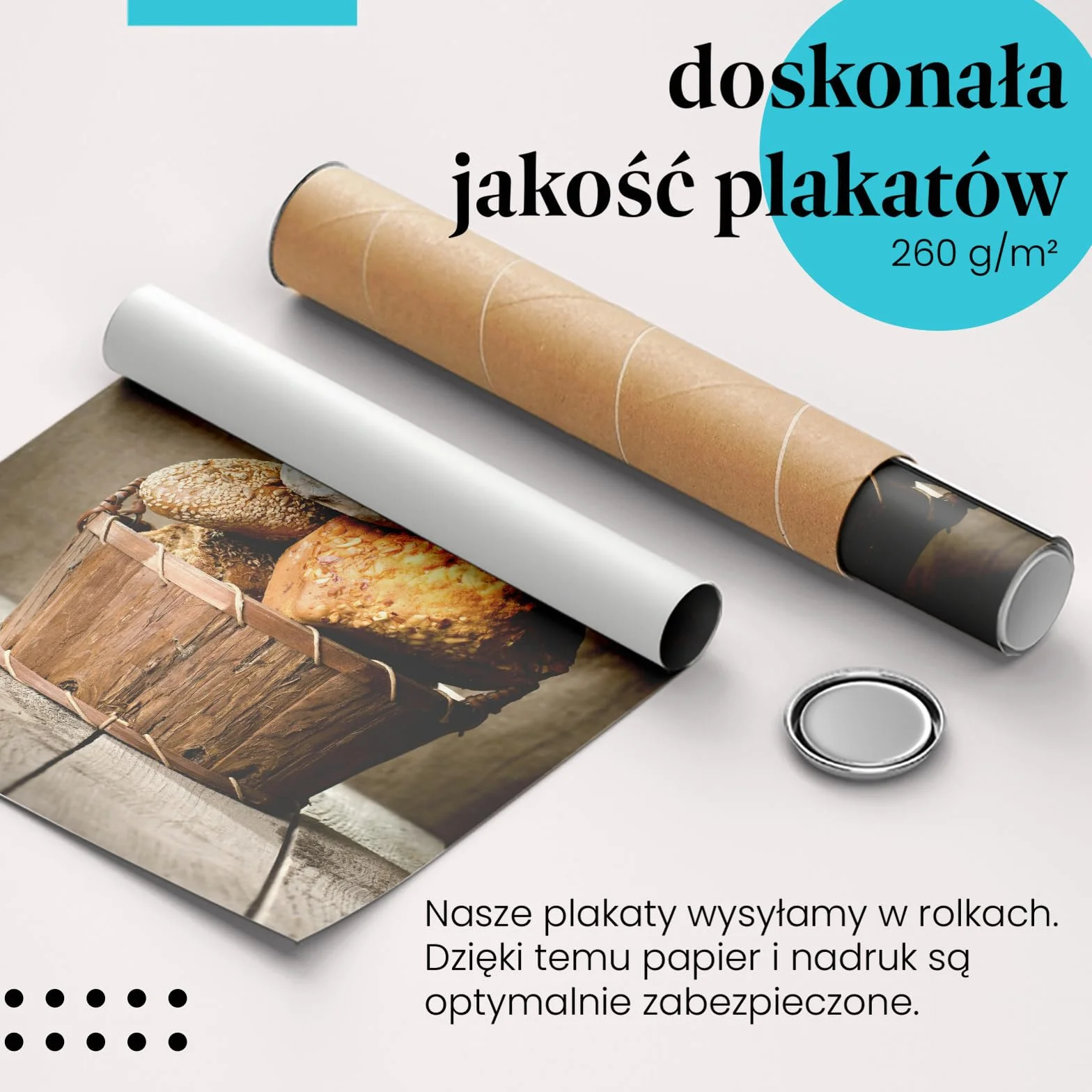 Postereck - 2662 - Kosz z Chlebem, Śniadanie, Pieczywo, Kuchnia – Wydruk, Dekoracja Ścienna - ekran - 100,0 cm x 75,0 cm