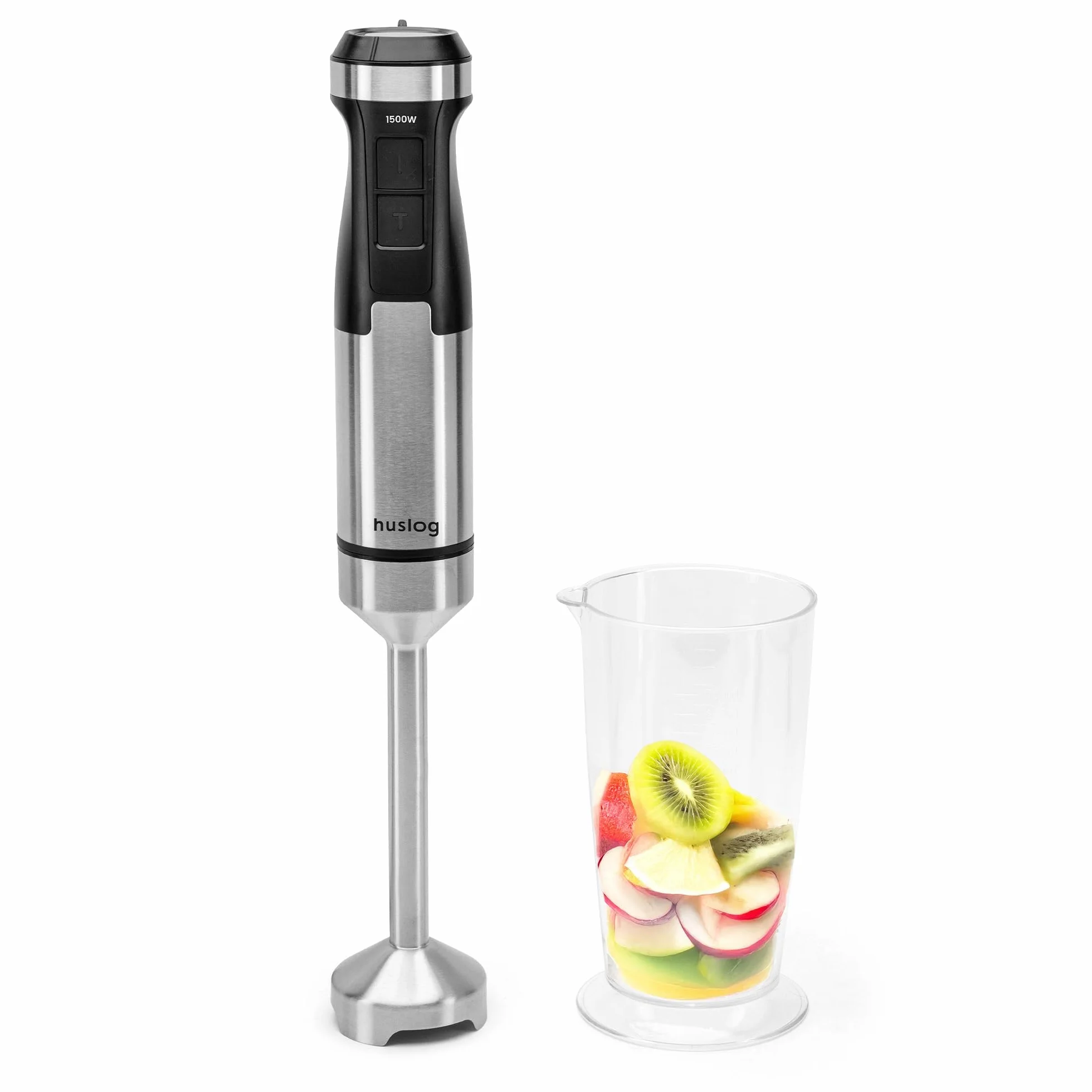 BlendFlex 1500 W Blender ręczny – mikser ze stali nierdzewnej z 20 prędkościami i funkcją turbo, w zestawie miarka 600 ml – blender ręczny do smoothie