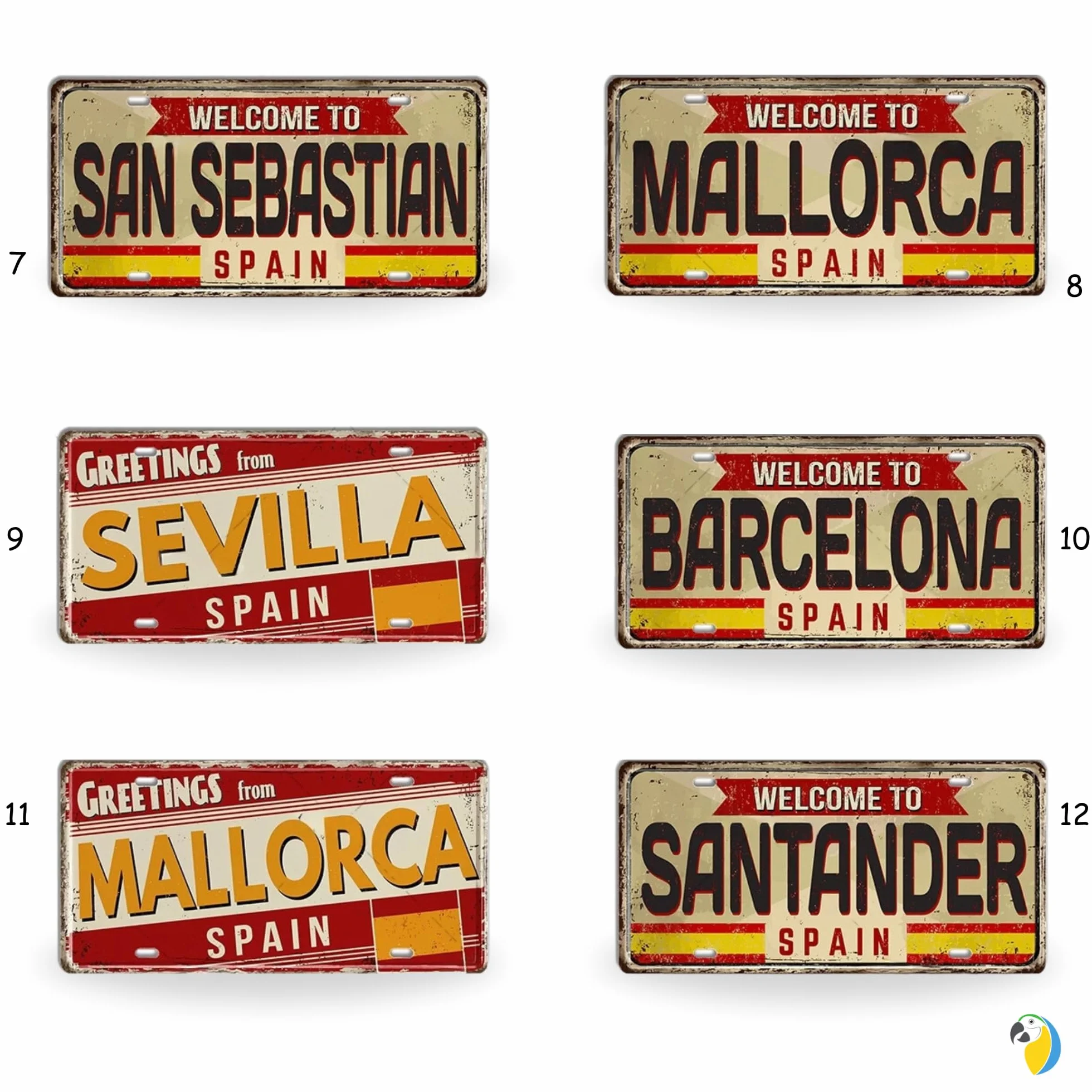 Hiszpańska Tablica Rejestracyjna z Metalu • Vintage Dekoracja Ścienna • Pamiątka z Podróży po Hiszpanii (10 Barcelona)