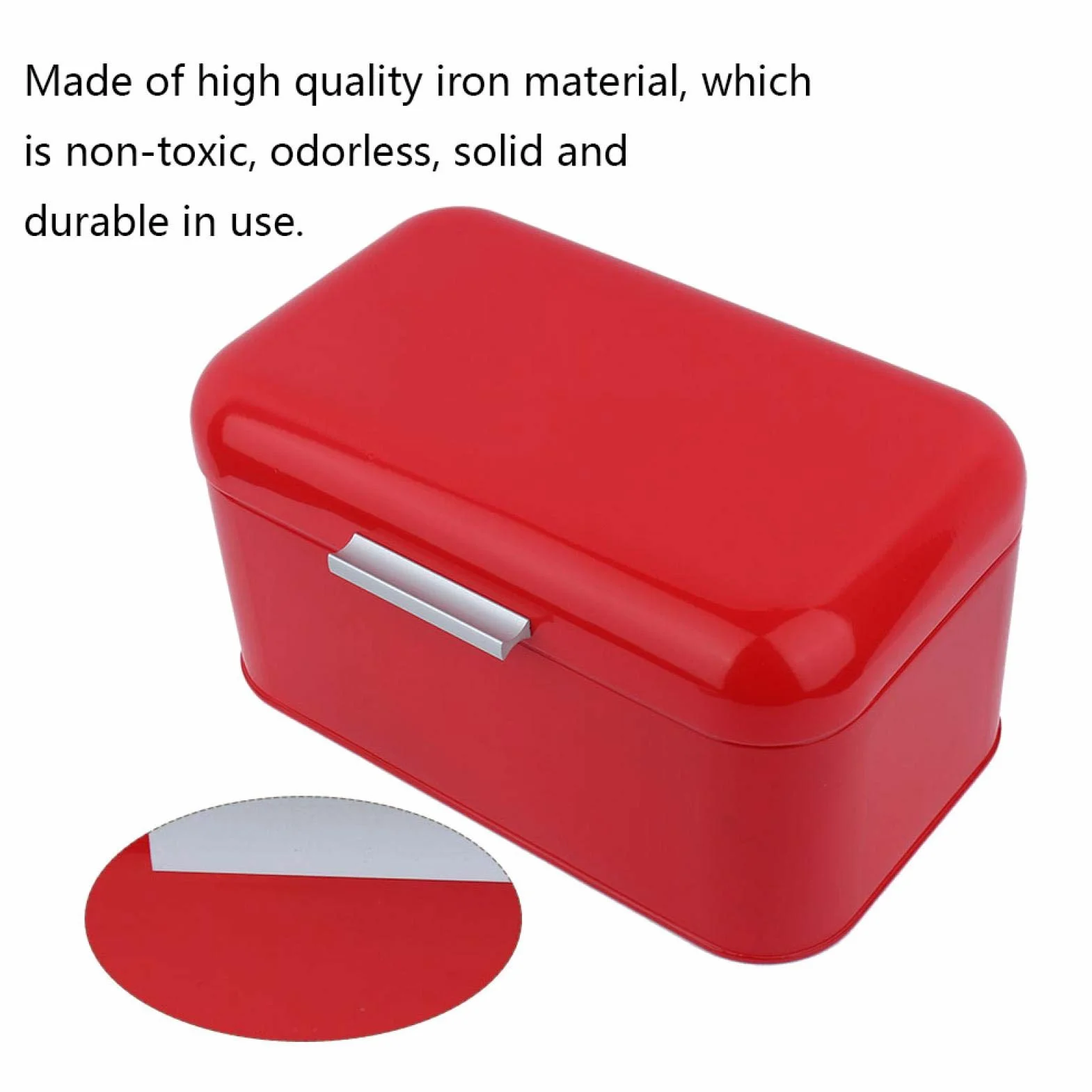Metalowe pudełko na chleb, 12 * 7,9 * 6,3 cala Jednolity kolor Retro Bardzo duży pojemnik na chleb Kuchenny pojemnik na bochenek chleba, bułki obiadowe, ciasta(red)
