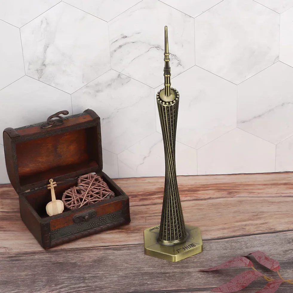 Marhynchus Metal Canton Tower model Guangzhou mała talia, vintage, rzemiosło artystyczne, pamiątka z ornamentów (brąz)