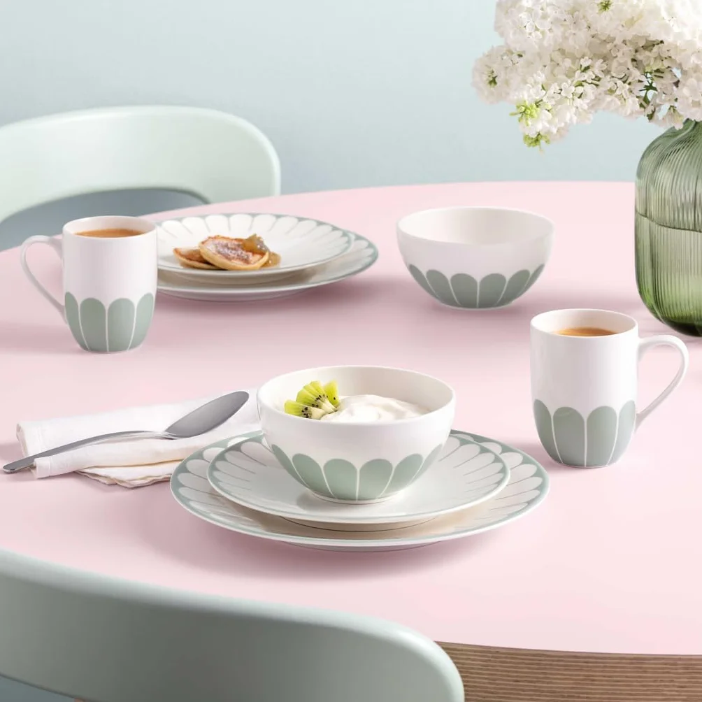 Villeroy & Boch - Fleur vert talerz płaski zielony, nadaje się do zmywarki i mikrofalówki, talerz do dań głównych, duży talerz, naczynie ceramiczne do sztaplowania, porcelana Premium