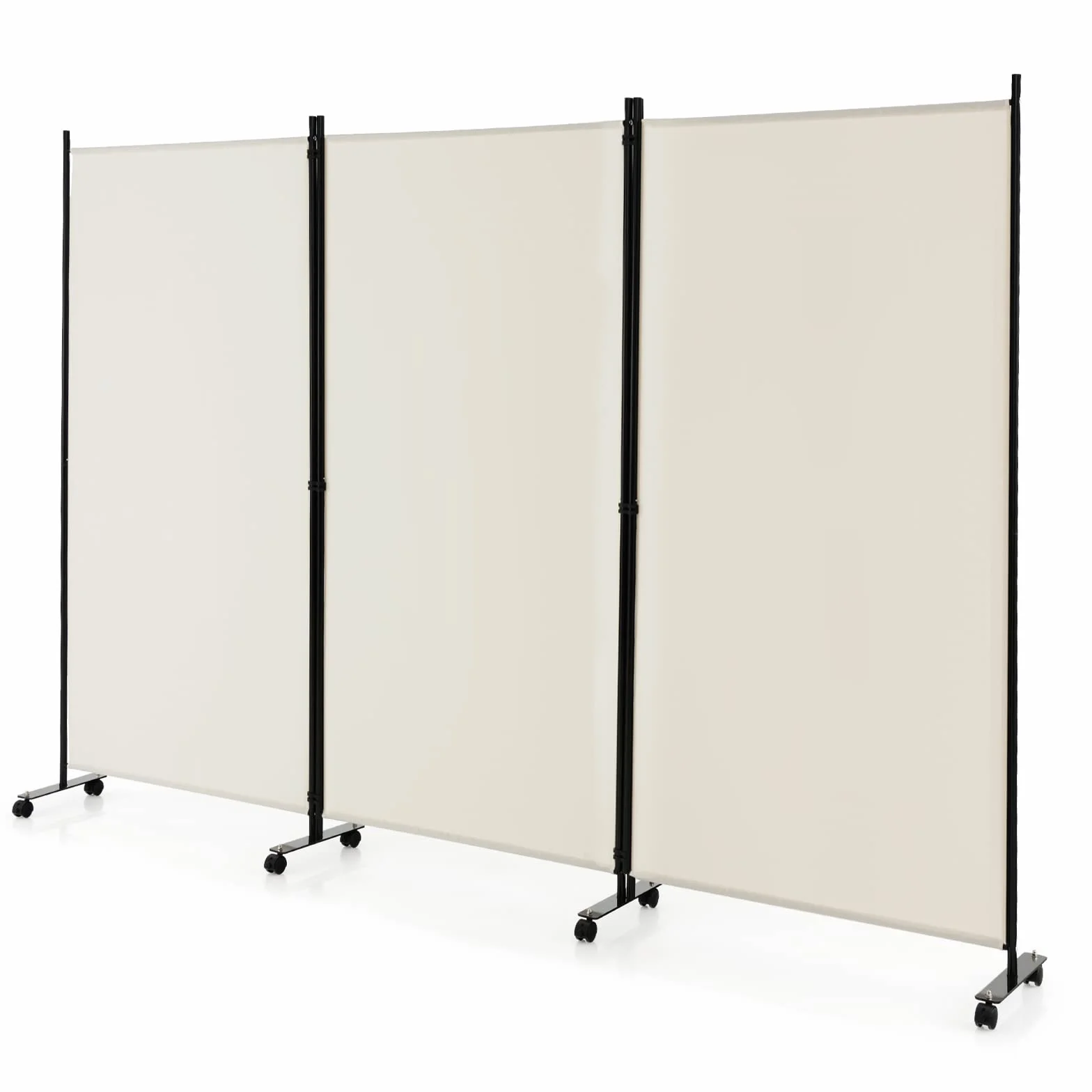 GIANTEX 3 sztuki, ścianka działowa z kółkami, ścianka działowa, żelazna ścianka działowa, prywatna ochrona sypialni, biura, 260 x 180 cm, 5 kolorów (beżowy)