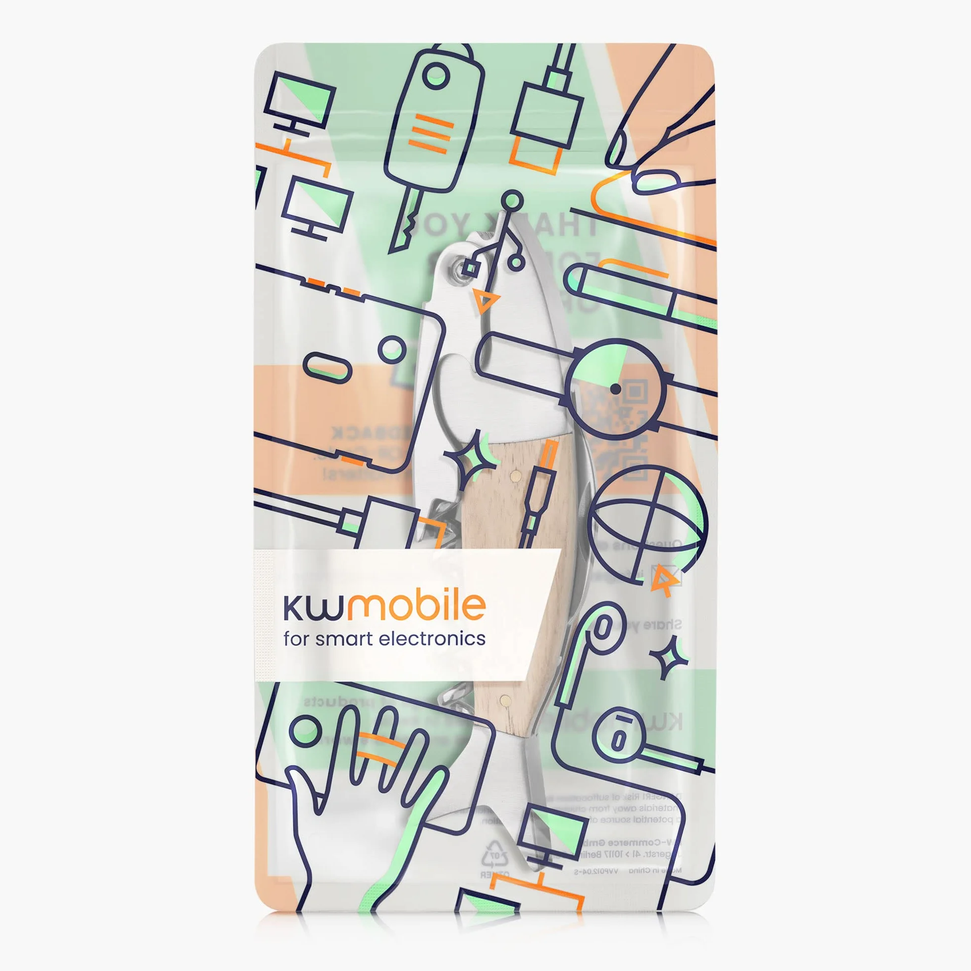 kwmobile Otwieracz do wina w stylu ryby – nóż kelnerski z drewna i stali nierdzewnej – otwieracz do butelek z korkociągiem – nóż sommelierski w kształcie ryby – srebrny