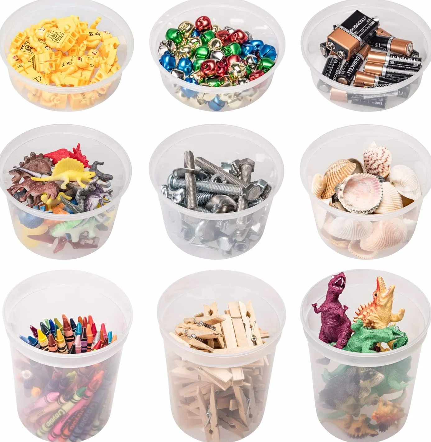 DuraHome Pojemniki do przechowywania żywności z pokrywkami 230 ml, 470 ml, 900 ml, zestaw combo, 70 zestawów bez BPA, szczelny, okrągły, przezroczysty pojemnik na wynos, do gotowania w kuchence
