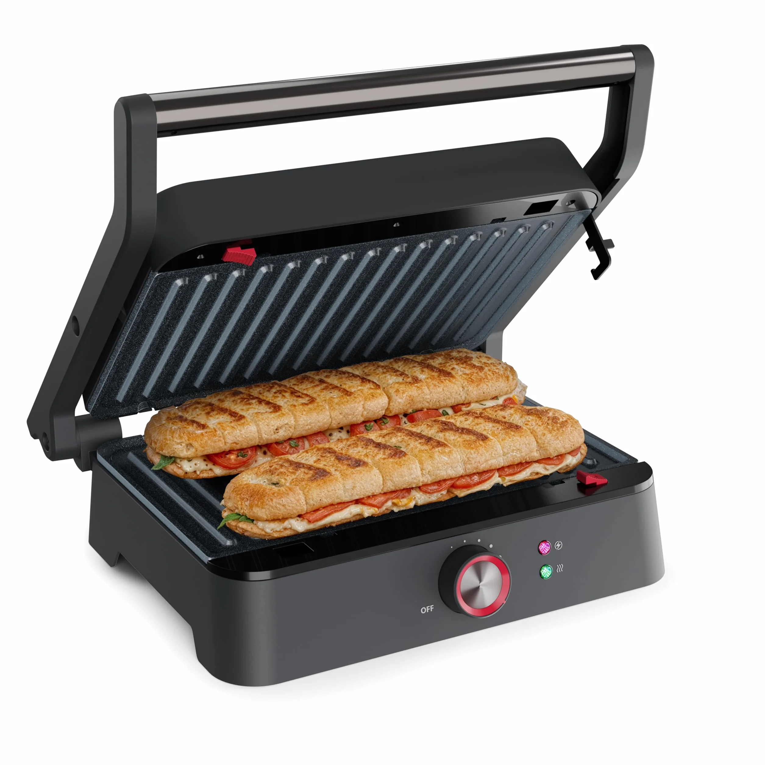 Princess 117502 grill kontaktowy, otwór 180°, wyjmowane płytki, regulowany termostat, bez PFAS, system zbierania tłuszczu, obudowa ze stali nierdzewnej, 1500 W, powierzchnia grillowania 27,5 x 18 cm
