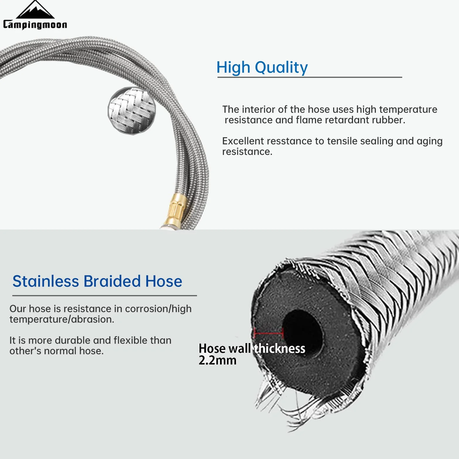 Campingmoon Camping adapter głowicy kanistra gazowego wąż gazowy do zaworu liniowego EN417 wkręcany kanister i urządzenie 100 cm