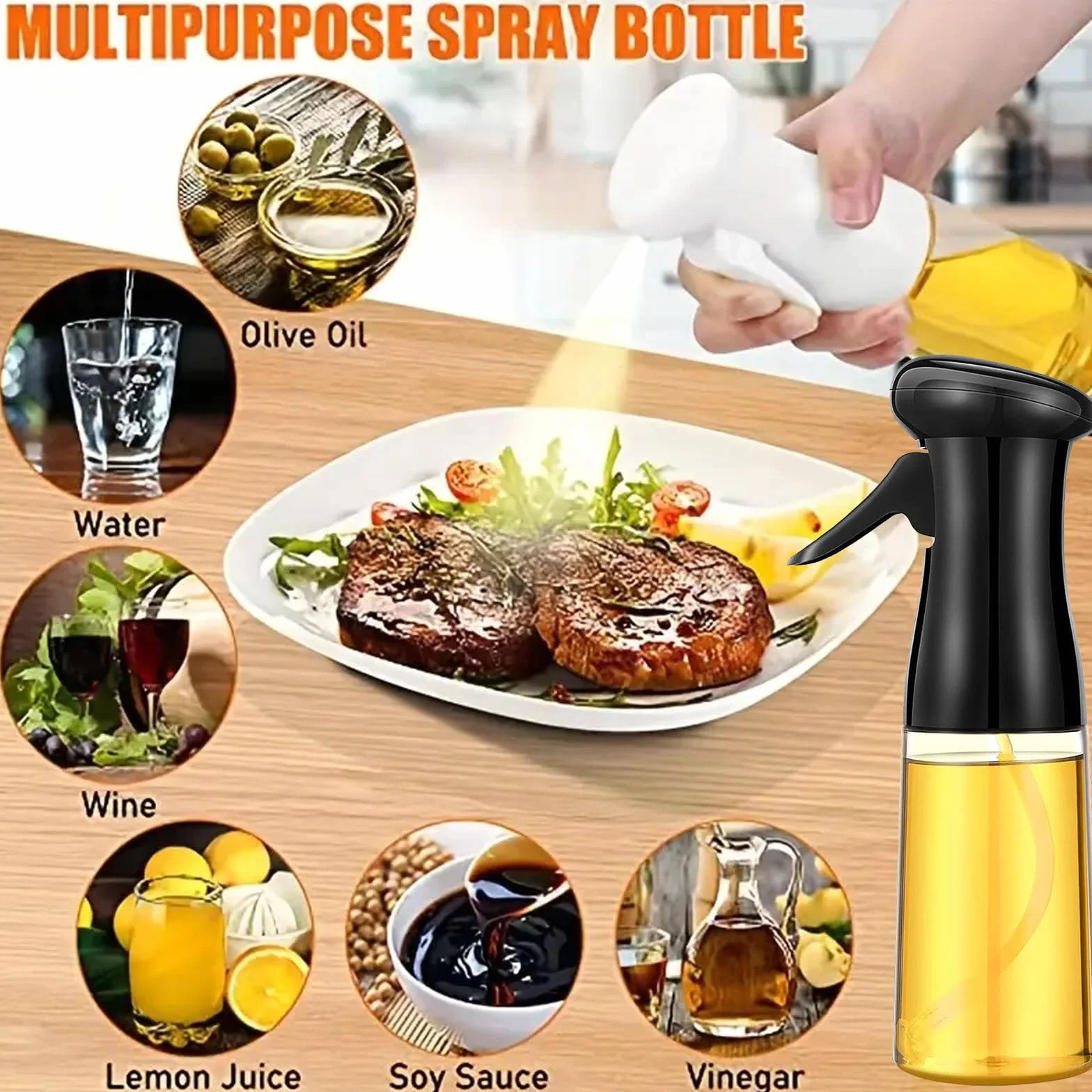 Opryskiwacz do oleju, Opryskiwacz oleju do frytkownicy powietrza, 220 ml, opryskiwacz do oleju ze szkła,spray do oleju kuchennego,do gotowania, do kuchni, do sałatki, grilla, pieczenia