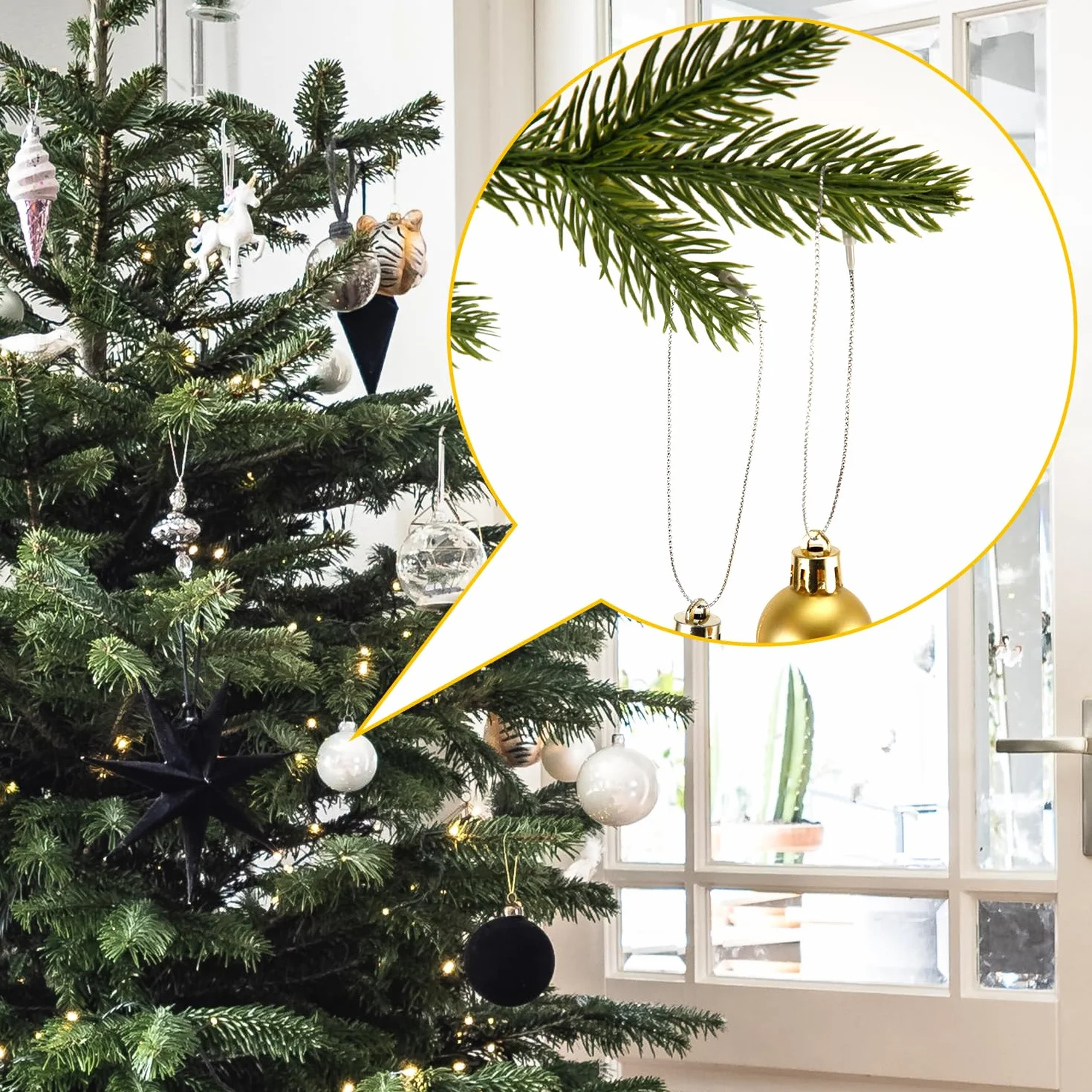 200szt Ozdoba Wieszak Sznurek, Srebrne Ozdoby Swiateczne Wieszaki Sznurkowe Plastikowe Ozdoby Snap Cord Wiszace Sznurki do Dekoracji Ozdoby Choinkowe