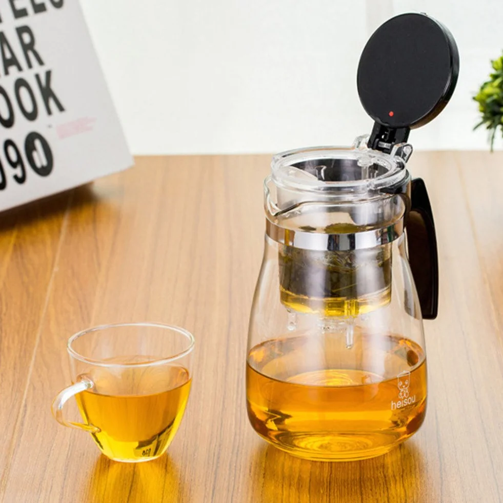 1000ML szklany czajnik z wyjmowanym infuserem, Kungfu Tea Art szklany czajnik ze stali nierdzewnej Dżanka filtracyjna ze stali nierdzewnej z infuserem (750ML)