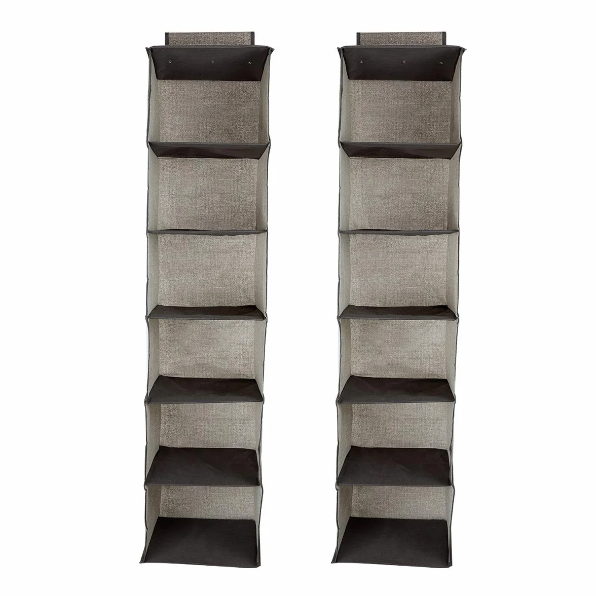 Navaris 2 x organizer do szafy na ubrania - 30 x 30 x 126 cm - zestaw 2 wiszących szafek na ubrania z 6 półkami - brązowy