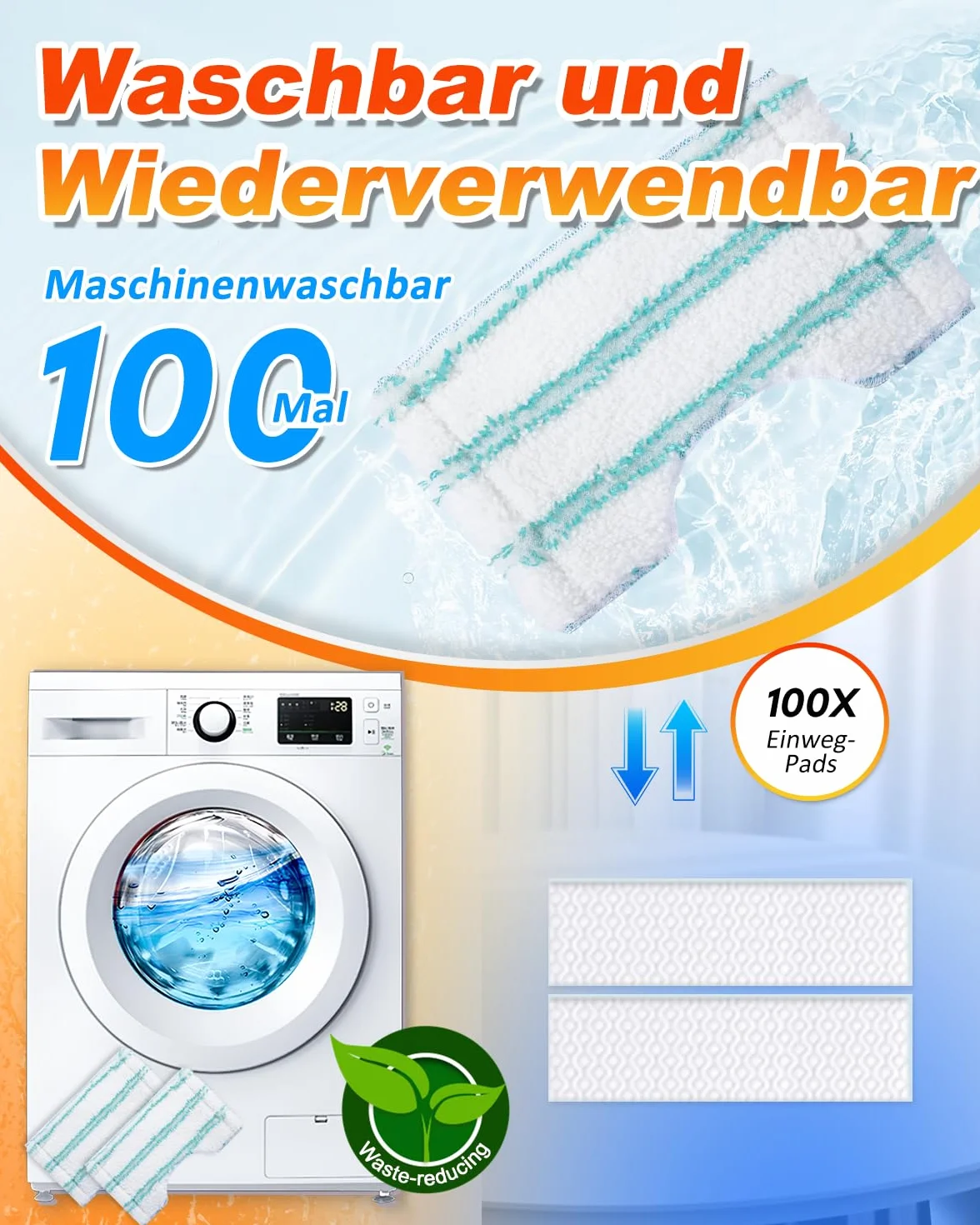 Zestaw 2 zamiennych poszewek do myjki łazienkowej Bath Cleaner Micro Duo Telescope, mop z mikrofibry