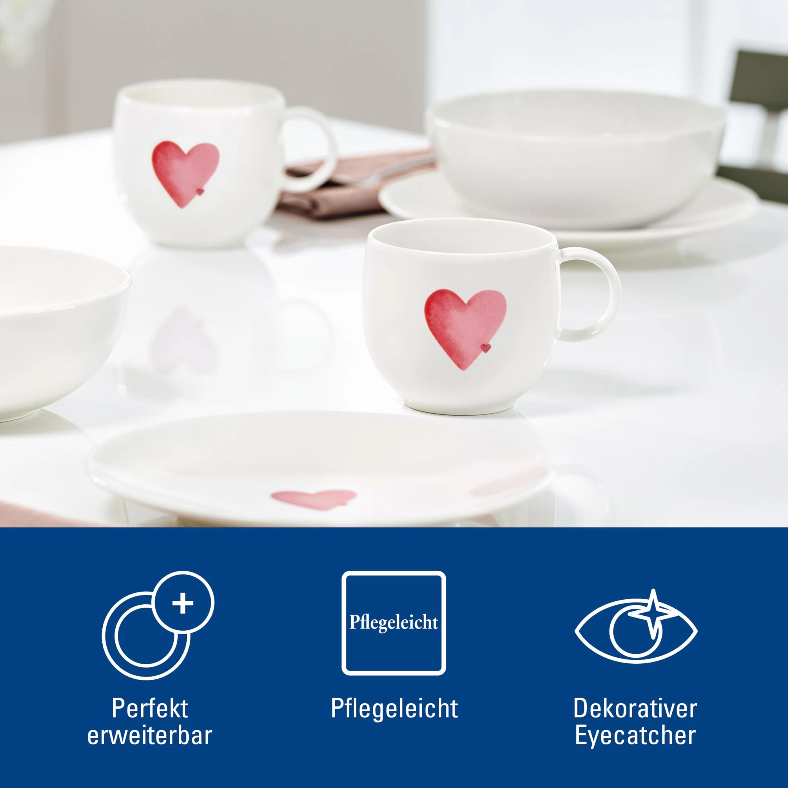 Villeroy & Boch – With Love kubek z uchem Sending Love, porcelana Premium, prezent, filiżanka do kawy, kubek, można myć w zmywarce i używać w kuchence mikrofalowej
