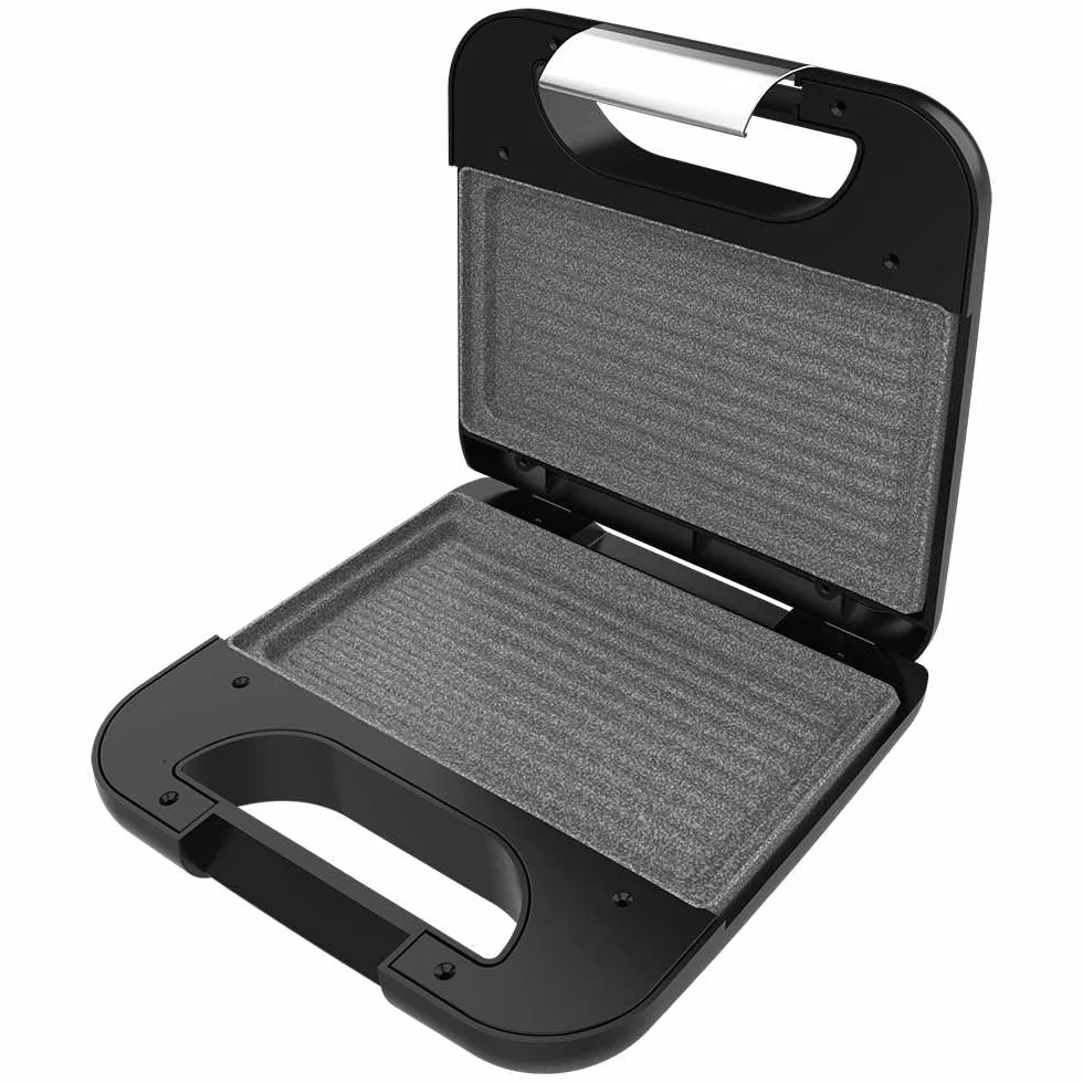 Cecotec Opiekacz do kanapek Rock'nToast Classic +. 800 W, 2 kanapki z wykończeniem ze stali nierdzewnej, trójkątne płyty z powłoką nieprzywierającą, bez PFOA, uchwyt Cold Touch