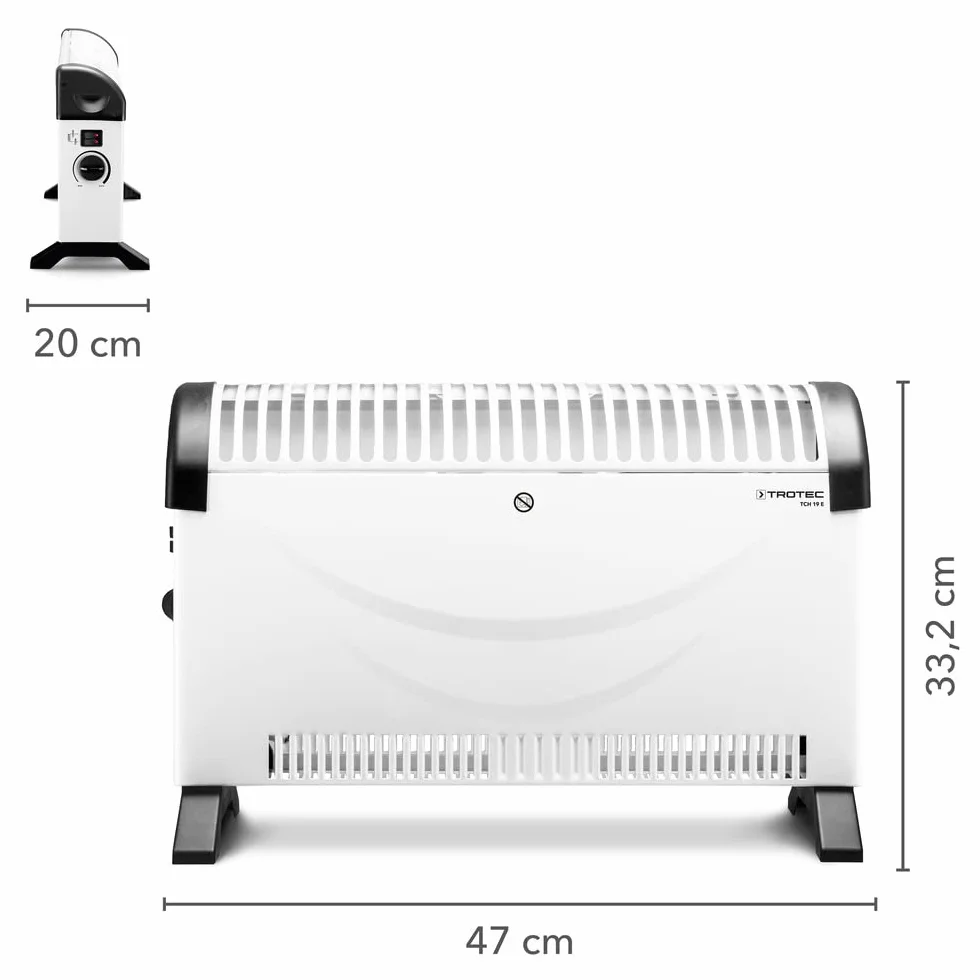TROTEC Konwektor TCH 19 E Grzejnik elektryczny 750 W 1250 W 2000 W do 24 m² 60 m³