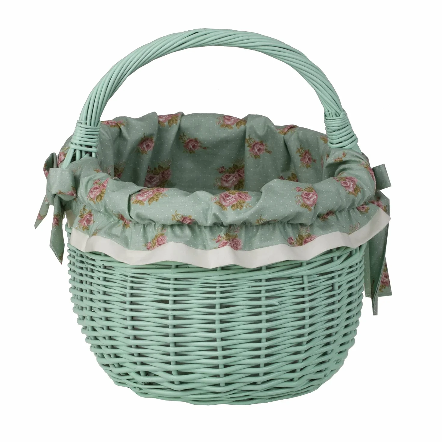 e-wicker24 Koszyk na zakupy z wikliny, styl vintage, kosz wiklinowy owalny miętowy