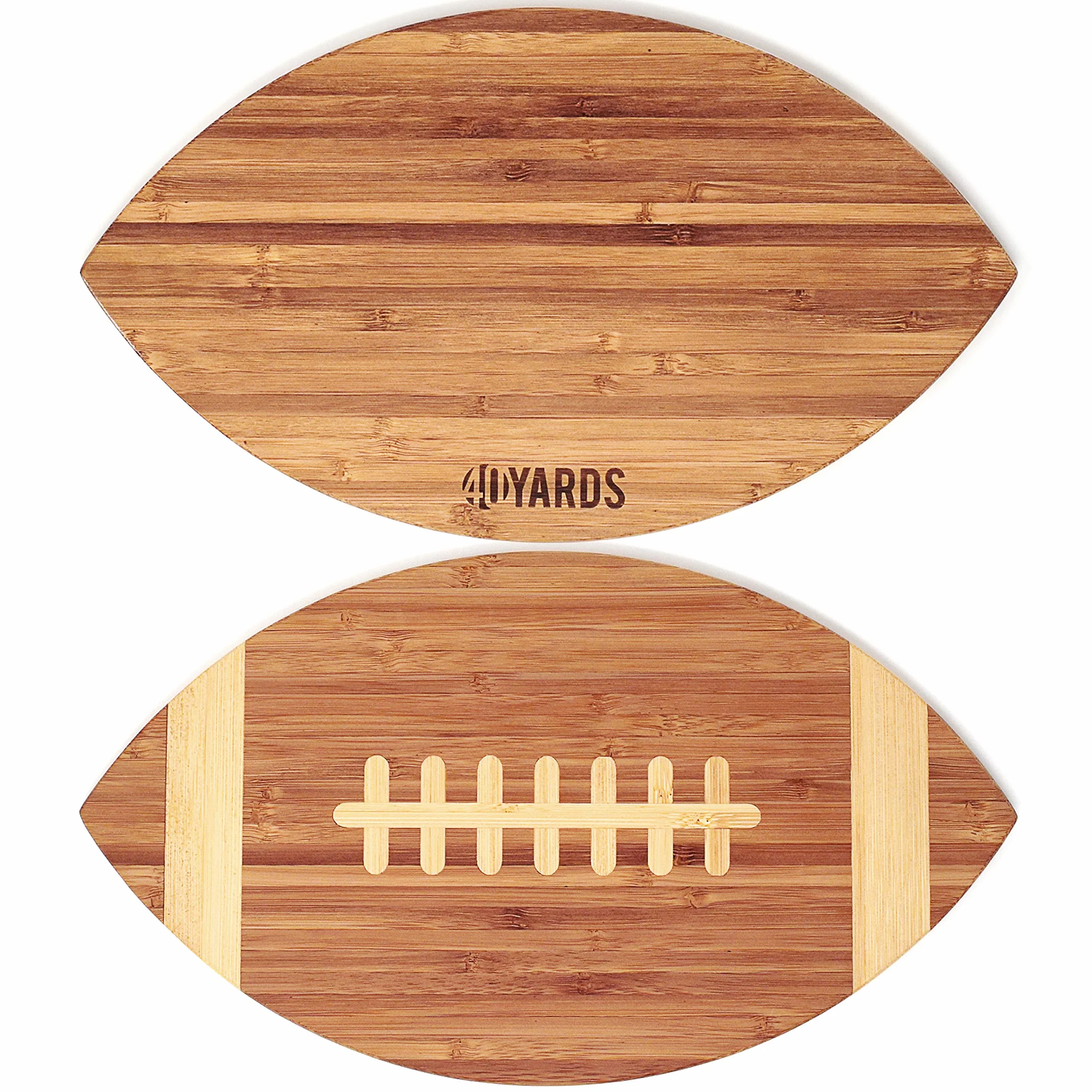 40YARDS American Football Brettchen aus Bambus-Holz für Frühstück, Abendbrot oder als Schneidebrett (30 x 17 cm)