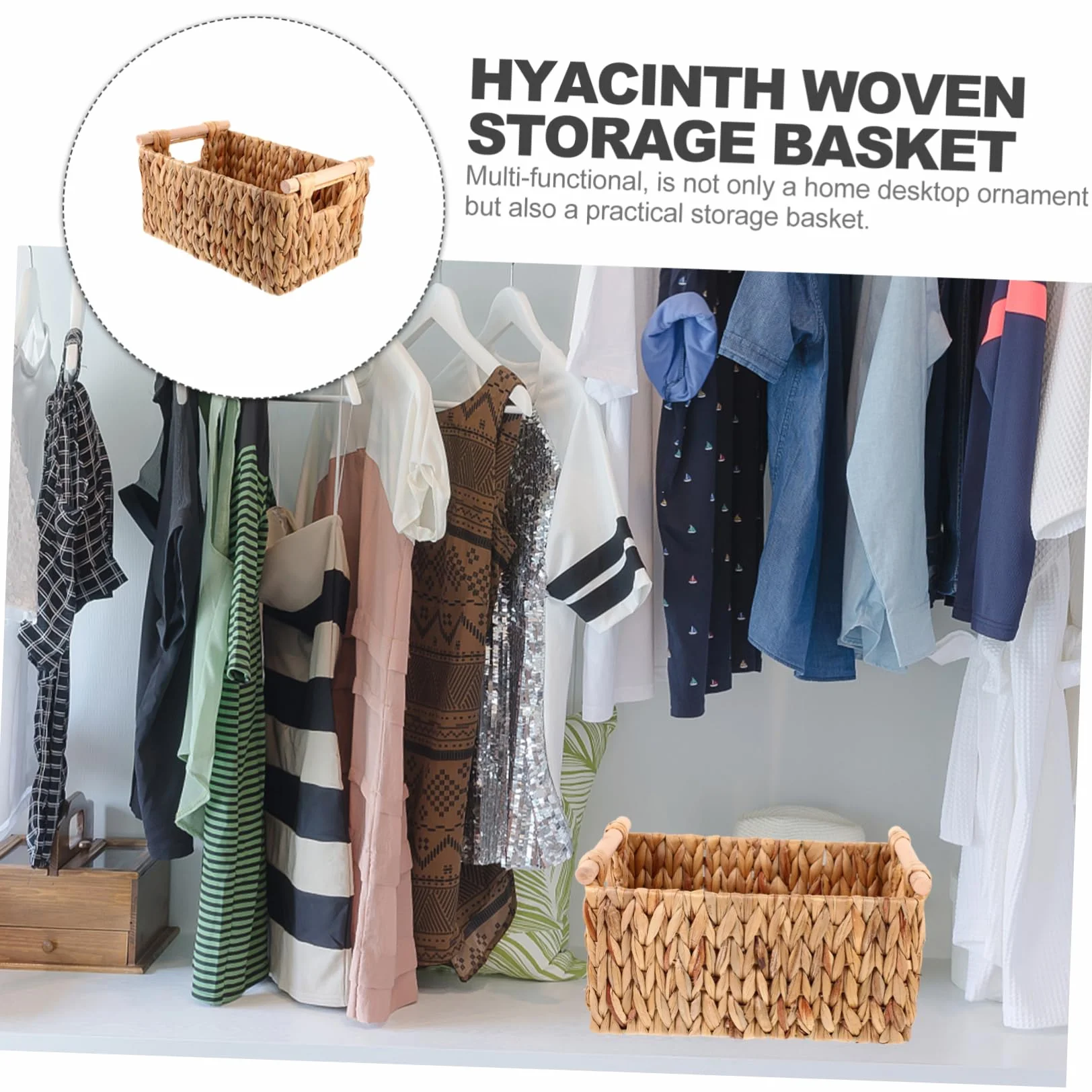 CHILDWEET Koszyk Wykonany z Trawy Wodnej Naturalny Koszyk Woven Do Przechowywania Dekoracyjny Organizer Do Zabawek i Biura