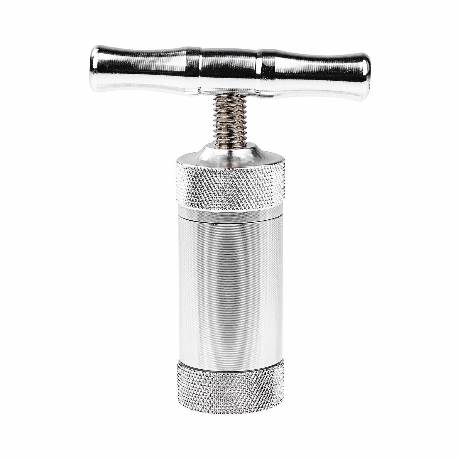 Metalowa Prasa do Pyłków, Srebrne Pudełko Prezentowe, Przenośna Prasa do Ziół w Kształcie Litery T do Kompresji Monet Tytoniowych, Cylindryczna 2,5 cm, Wytrzymała Prasa ze Stopu Aluminiowego