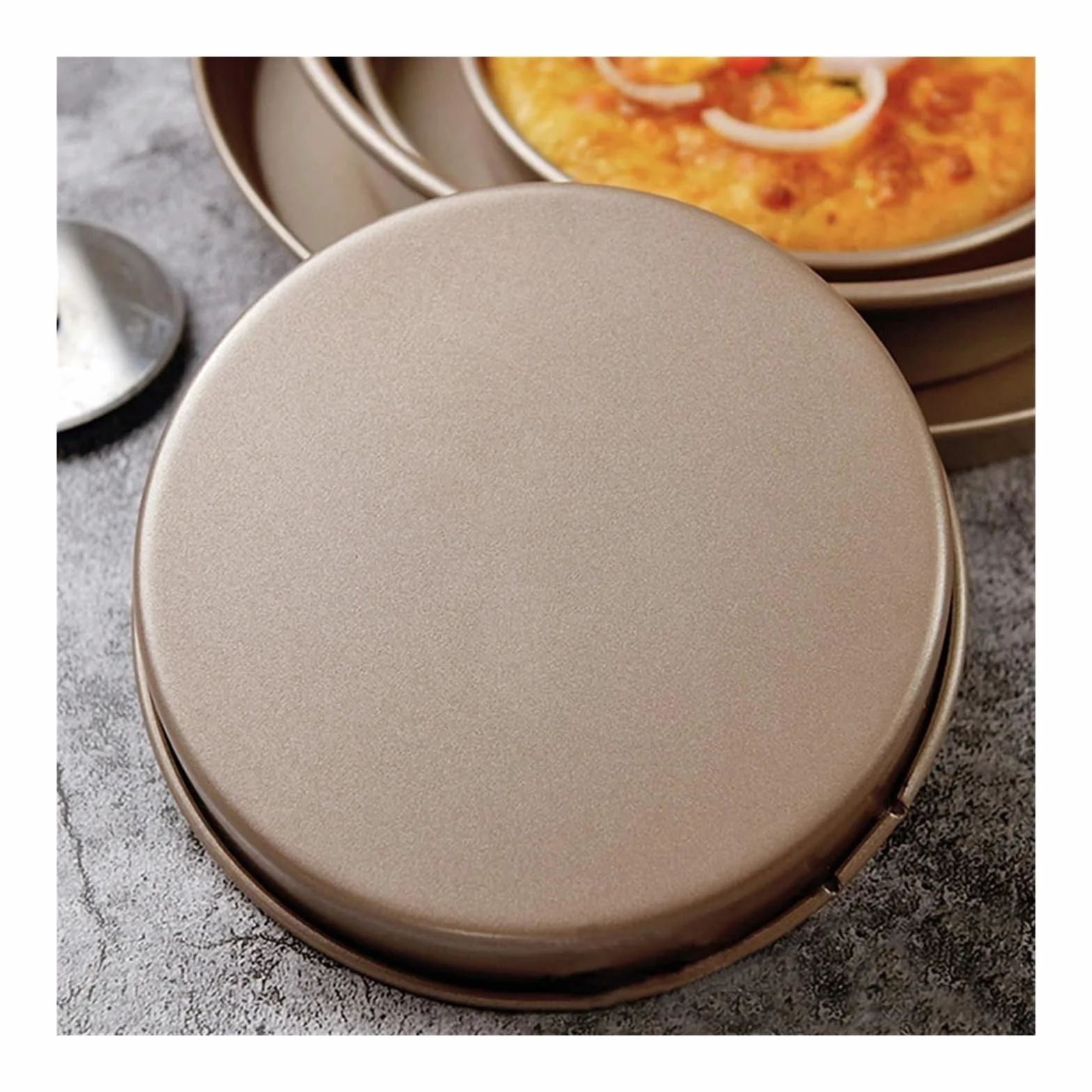 1 x nieprzywierająca stalowa blacha do pizzy forma do pieczenia ciasta chleba forma forma w kształcie cyny narzędzie naczynia do pieczenia i naczyń cukierniczych (25 cm)