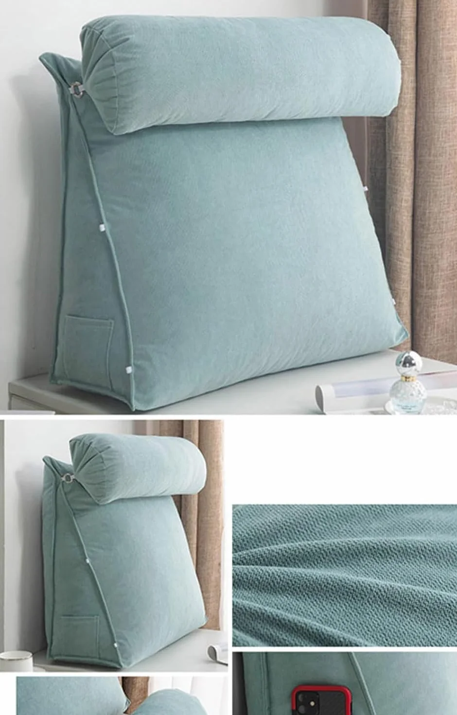 Trójkątna Poduszka Klinowa, Wygodna Lekka Poduszka Do Podparcia Pleców Z Dużą Talią, Ergonomiczna Poduszka Do Czytania, Oparcie Z, Oddychająca Poduszka Relaksac, Gardenia, 45x45x20cm