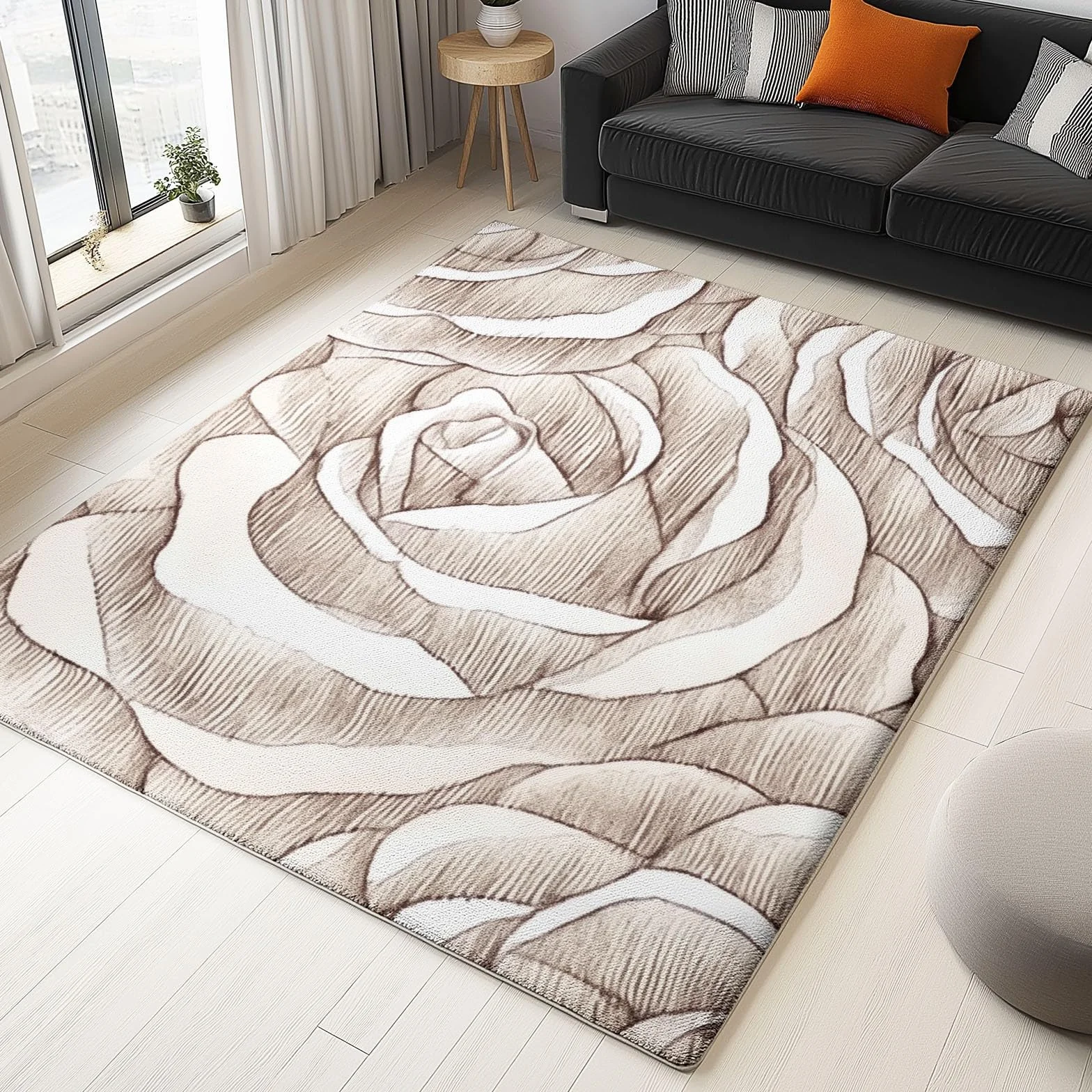 Dywany do salonu 180 x 240 cm 3D płatki róży dywan z krótkim włosiem dywan salon duża mata antypoślizgowa do sypialni jadalni sypialni szary