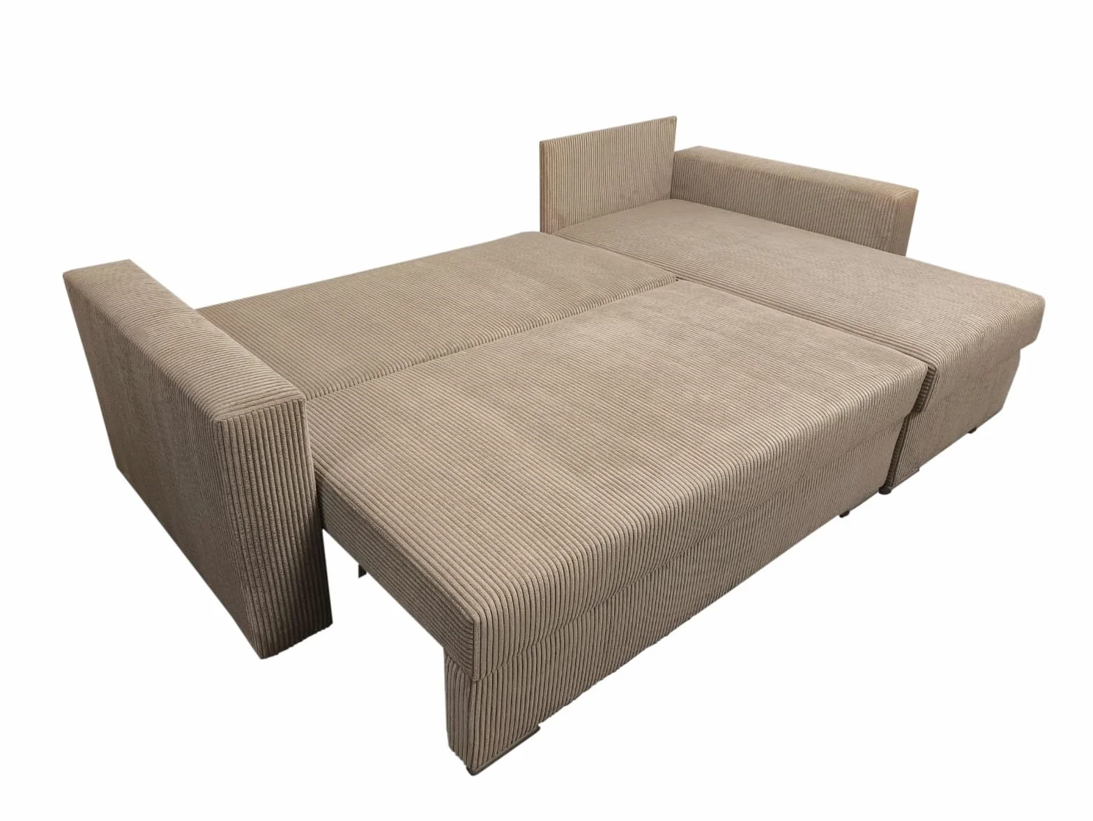 Narożnik Bravia z funkcją spania – Wolnostojący – Komfort i styl w minimalistycznej formie Automat ułatwiający rozkładnie – 235 x 140 x 90 cm – Zoom 6 (Brąz)