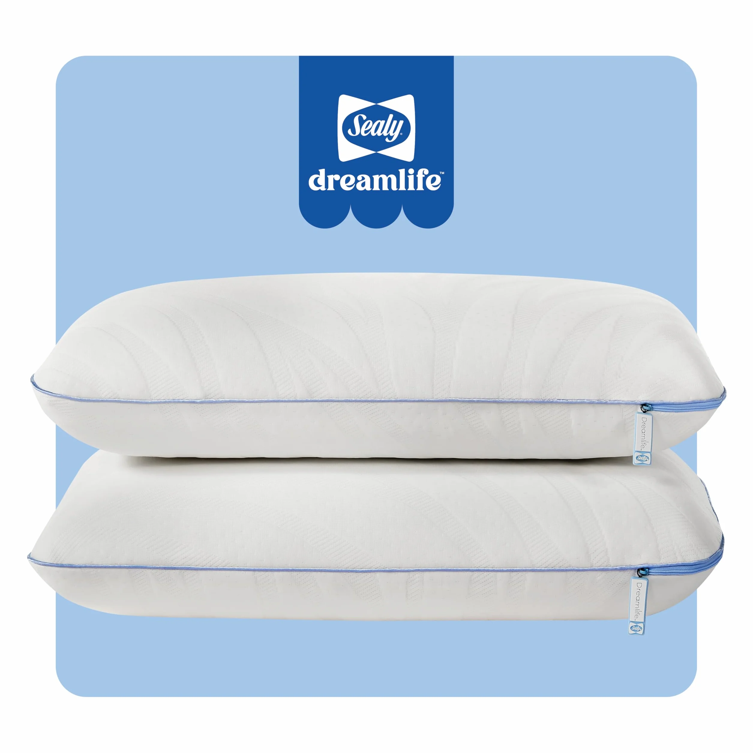 Sealy Dreamlife Memory Foam poduszka dwupak, Queen (standard USA), biała, 2 sztuki