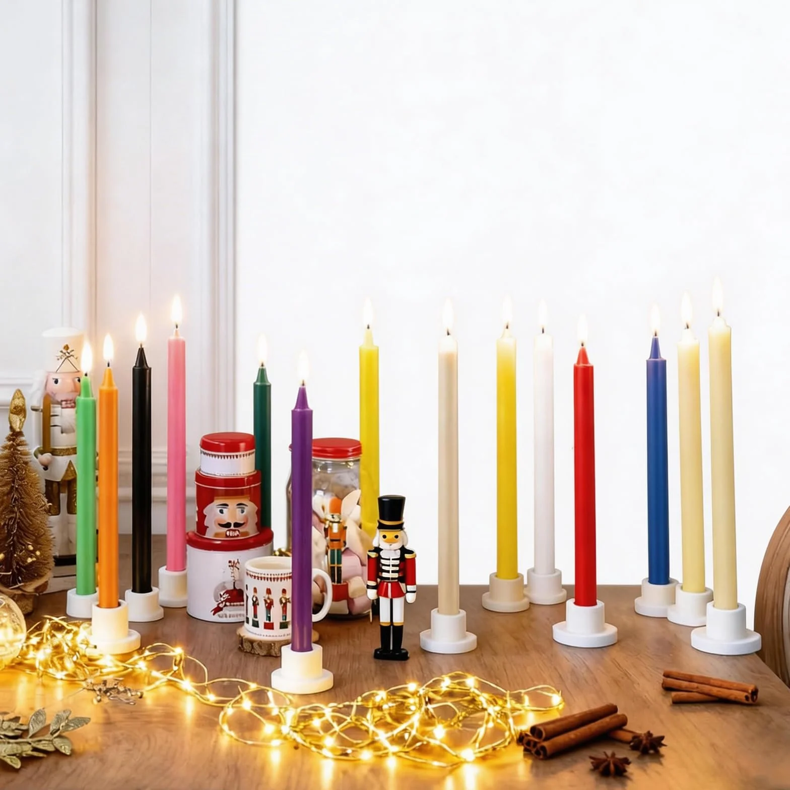 24 kolorowe świece 16 cm – małe świece dzwonkowe na Boże Narodzenie, wigilię, ołtarz Wicca, rytuały, wesela i dekoracje imprezowe