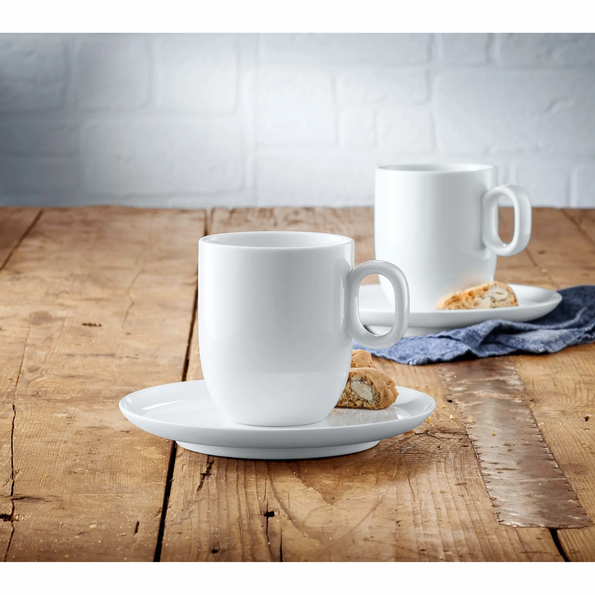WMF Barista 4-częściowy zestaw filiżanek do kawy, dwie filiżanki do kawy 170 ml ze spodkami do Cafè Crème, filiżanki do cappuccino, porcelanowe szklanki do kawy, nadają się do mycia w zmywarce, kolor