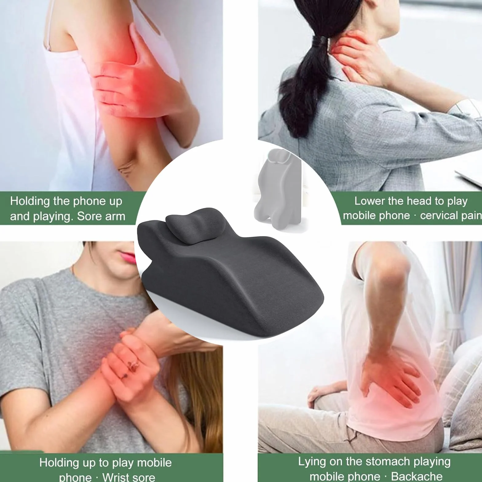 Sweet Spot Pillow Dla Par, Klinowy Podkład 27° Do Ustawienia Pozycji, Poduszka Wspierająca Z Pianki Memory Z Zagłówkiem Do Komfortu W Pozycji Siedzącej I Leżącej,Light gray B-60x36x24cm