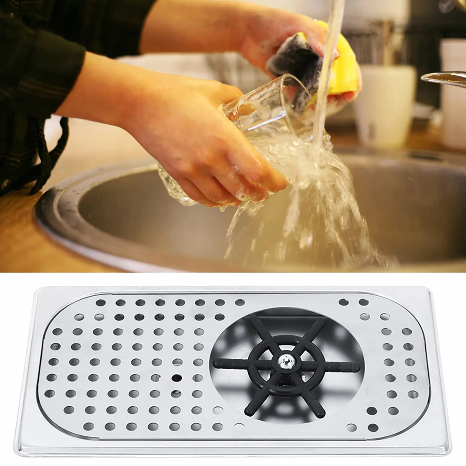 Cup Washer, 114mm średnica 201, dzbanek ze stali nierdzewnej, praktyczny płukacz do filiżanek z herbatą mleczną Cup Washer Glass Rinser G1/2 in przyłącze gwintowane, do hotelu/kawiarni/domu