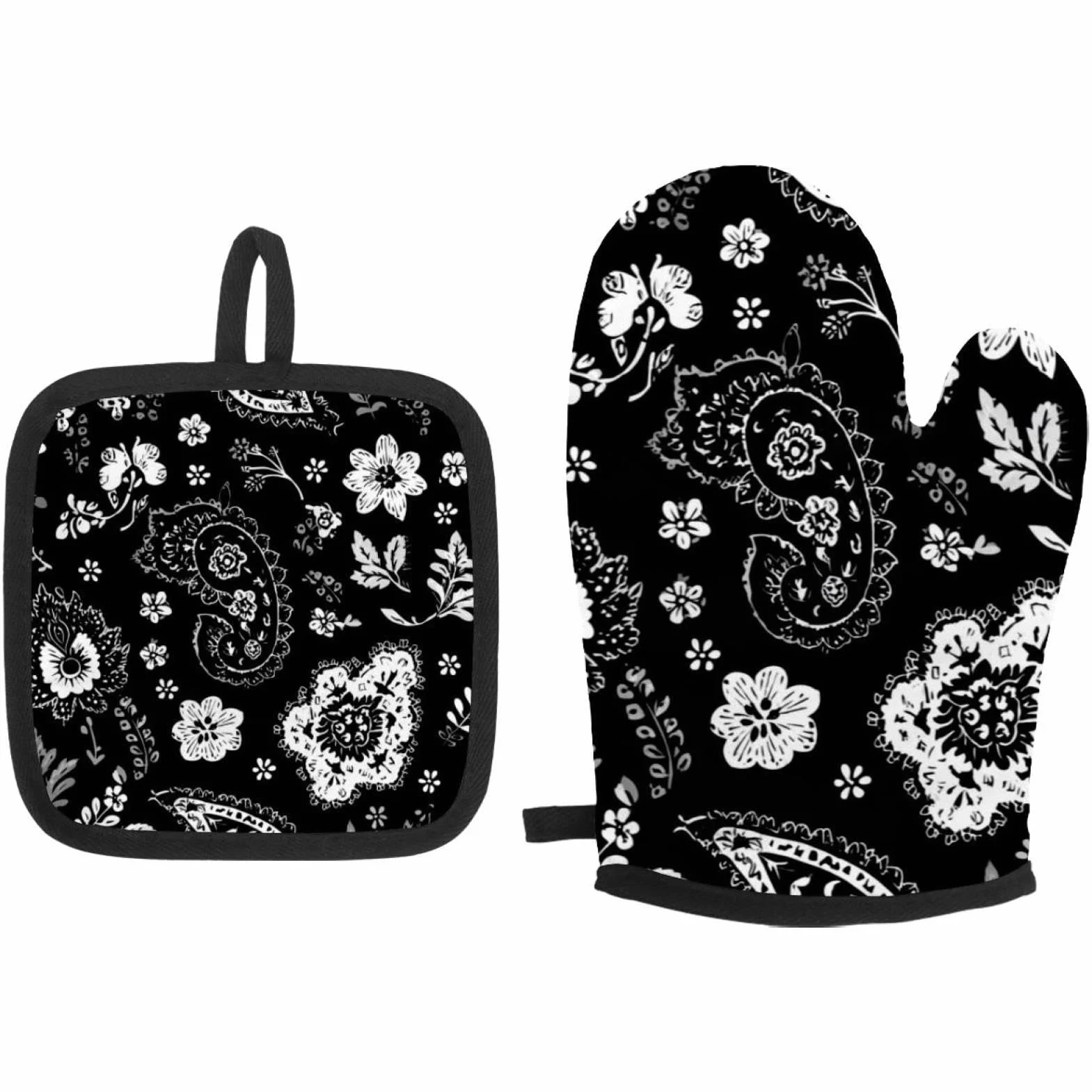 Paisley motywy ditsy flowers (3) rękawice kuchenne i uchwyty na garnki zestawy antypoślizgowe do rękawic do grilla, kuchni, gotowania, pieczenia, grillowania