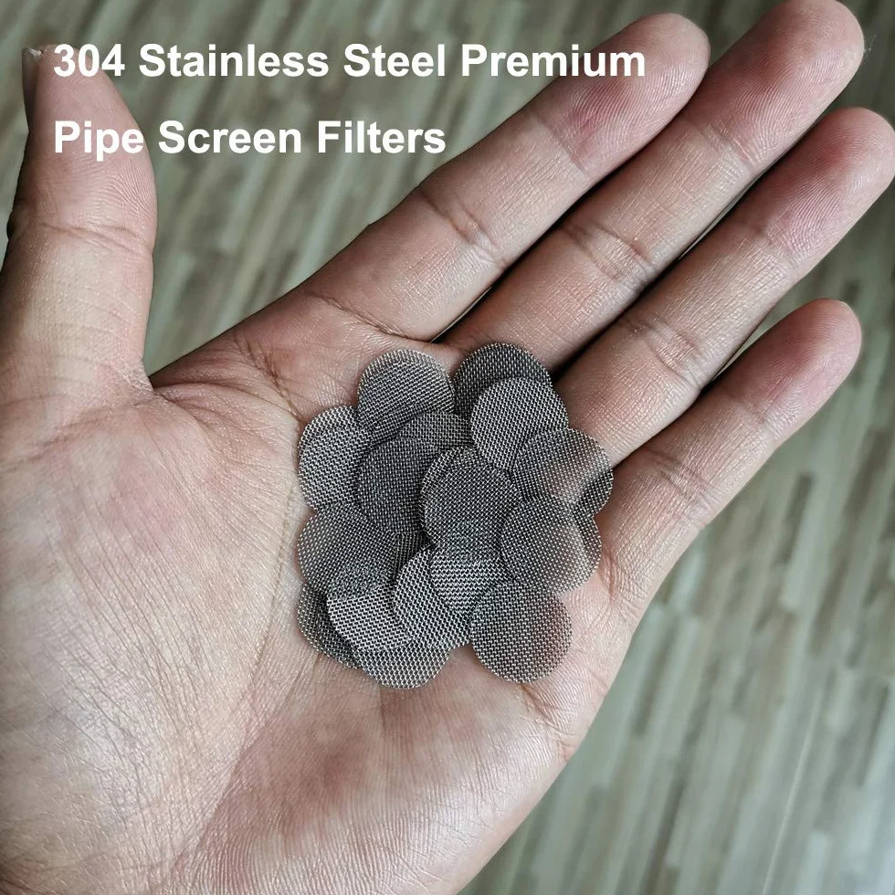 Gebildet 200 szt. Filtrów do rur ze Stali Nierdzewnej, 15mm / 0,59 cala rura do Palenia, Srebrne Siatkowe Ekrany Gazowe filtr z Pudełkiem do Przechowywania