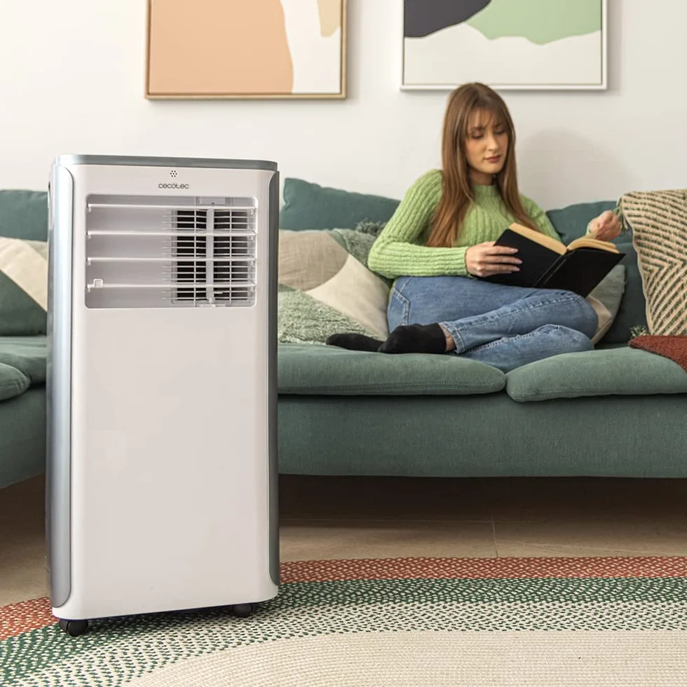 Cecotec Przenośna klimatyzacja z pilotem i pompą ciepła ForceClima 9400 Soundless Heating. 9000 BTU, wyświetlacz LED, 5 trybów, osuszanie, zasięg 20 m2