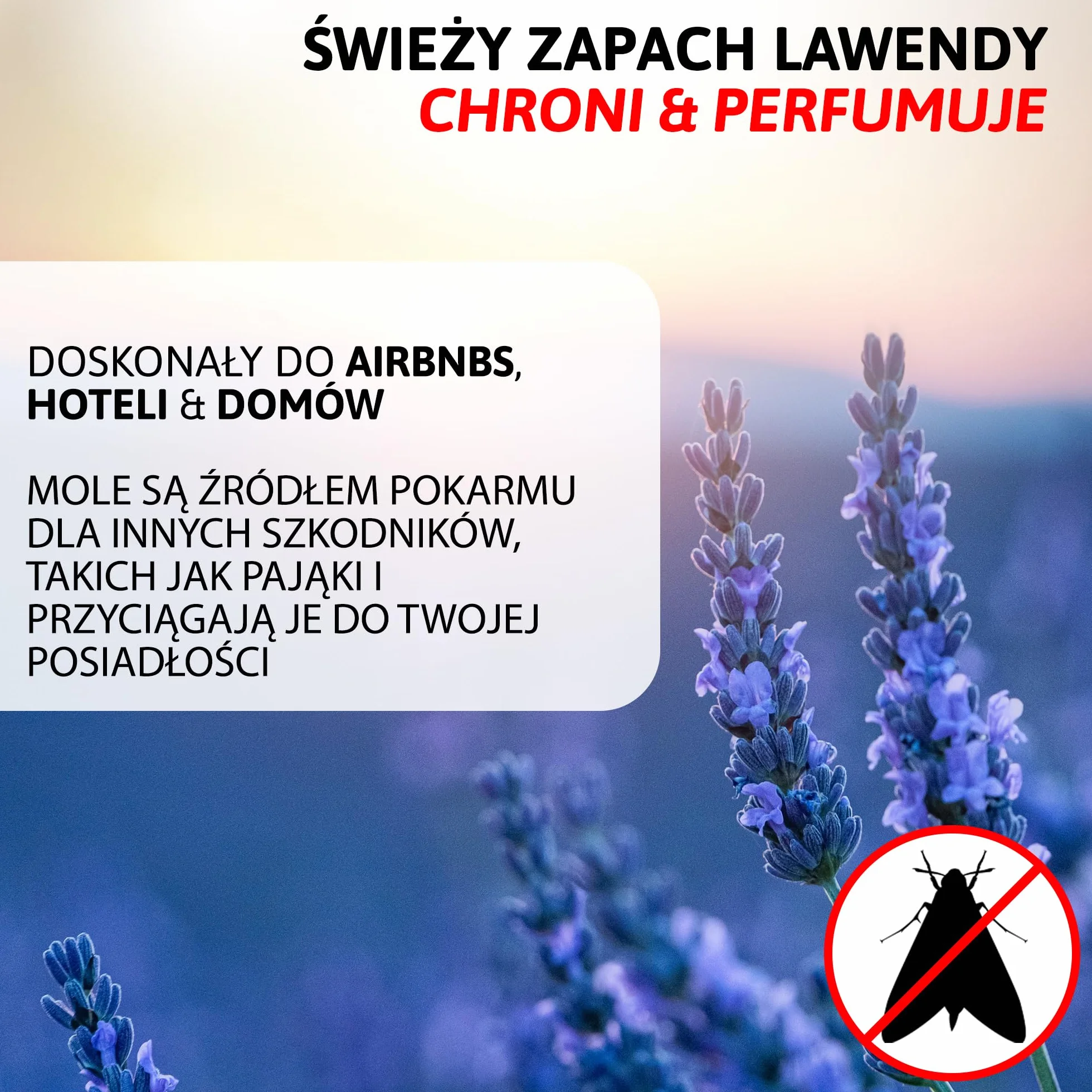 Aviro Zawieszka na Mole, Ochronna Pułapka na Mole Odzieżowe, Naturalny Zapach Lawendy, 4 szt.