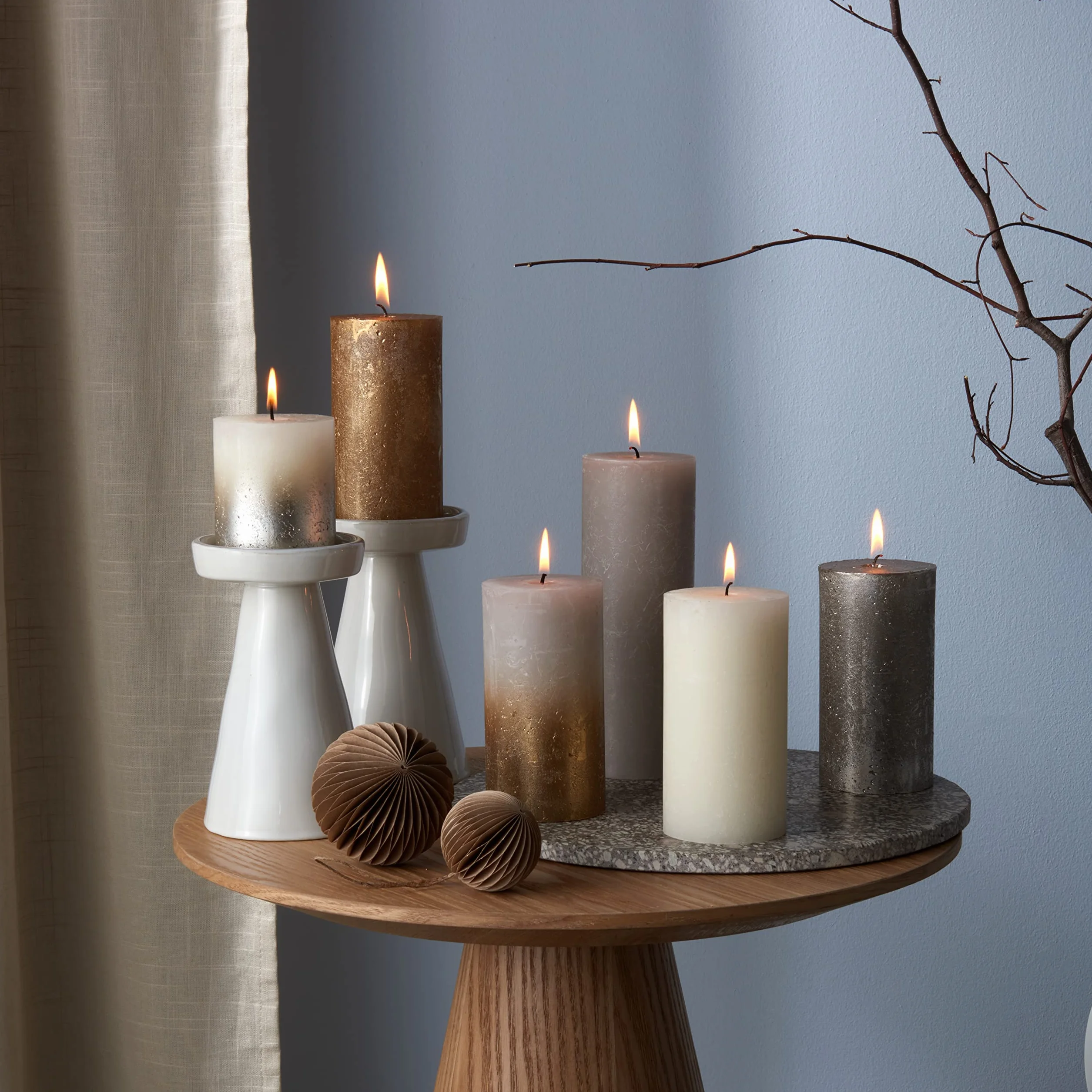 Bolsius Rustic Pillar Candles Świeca, Wosk, Czarny, 13 x 7 cm